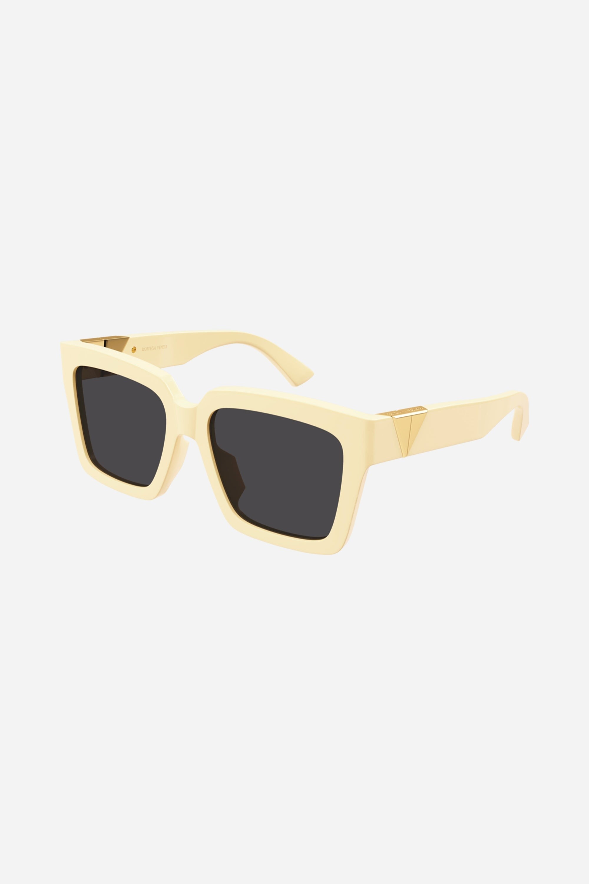 Bottega Veneta wide rectangular ivory sunglasses