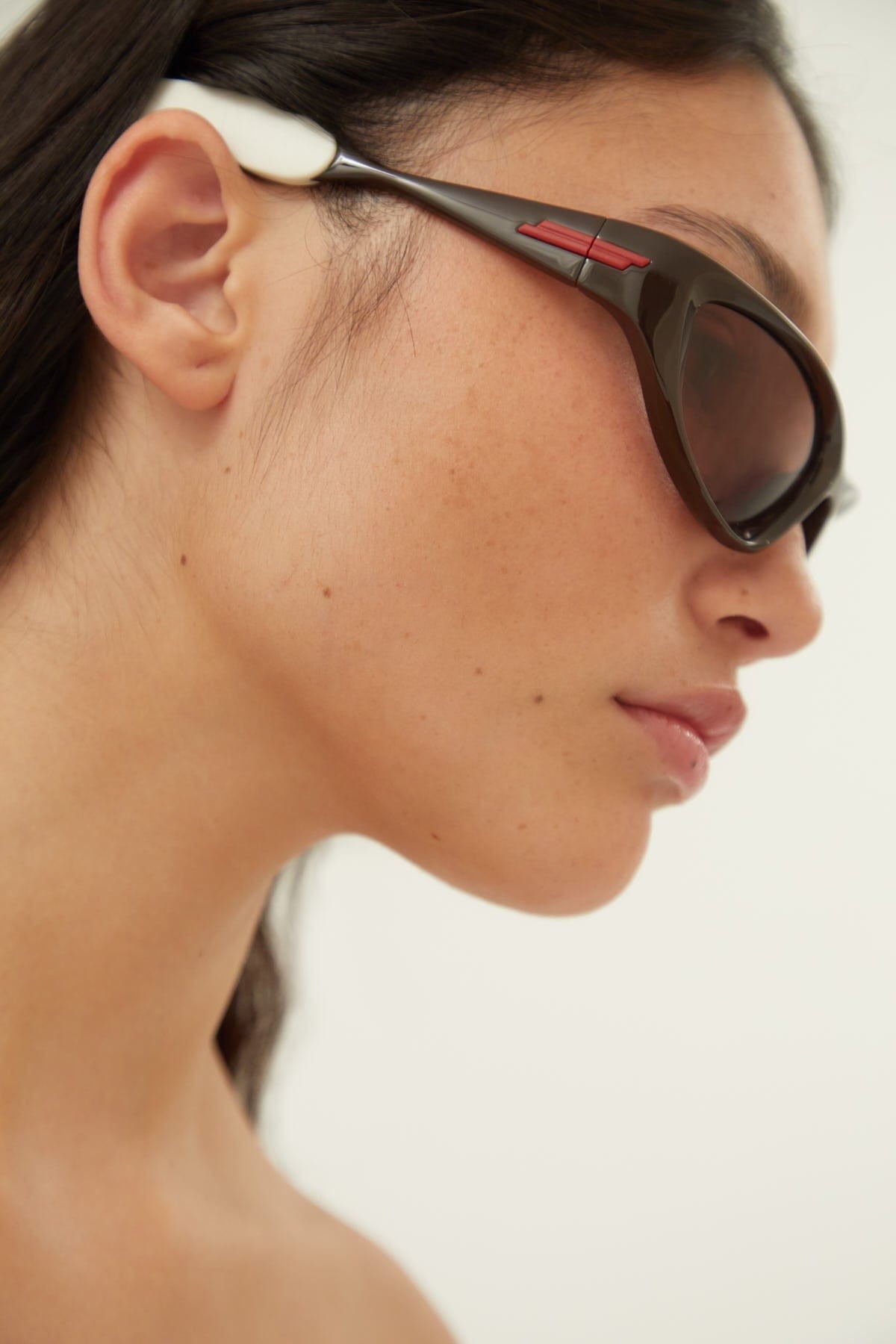 Bottega Veneta wrap around brown sunglasses