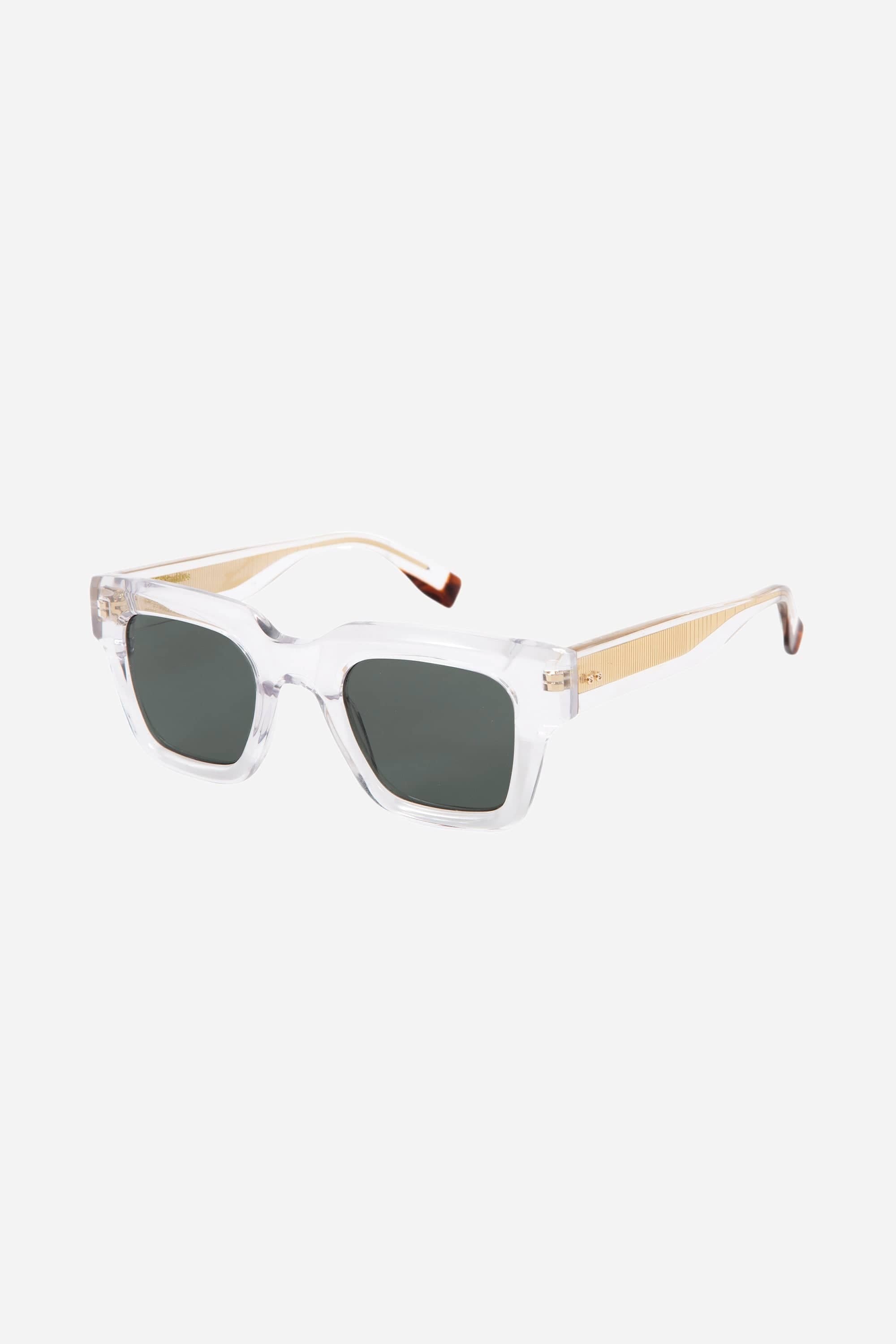 Gigi Studios squared crystal and green sunglasses