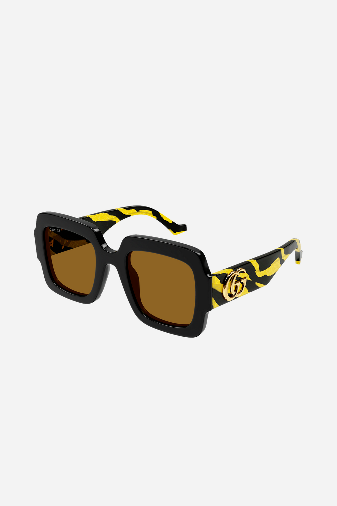 Gucci black and yellow leopard squared sunglasses