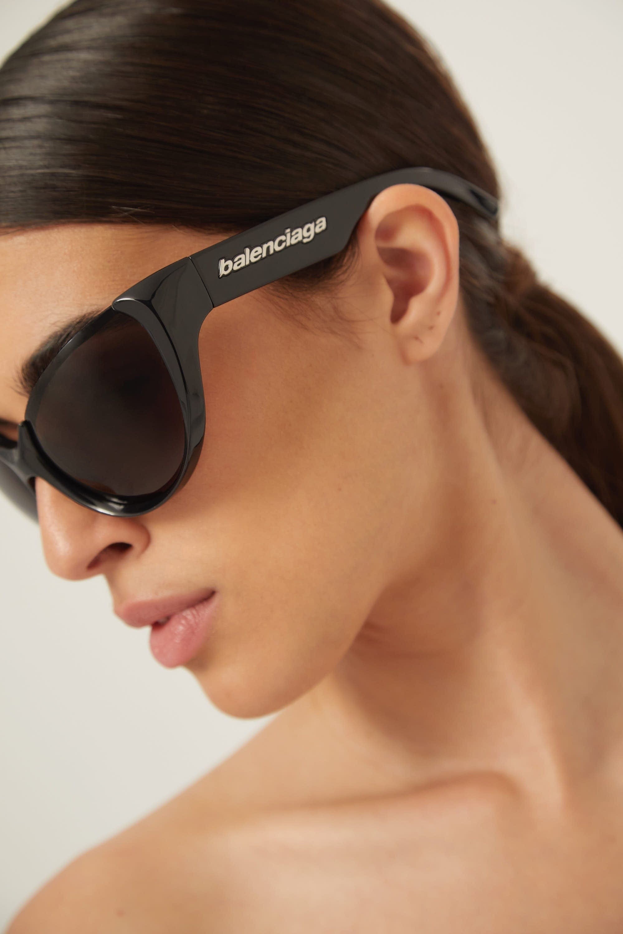 Balenciaga black wrap around sunglasses