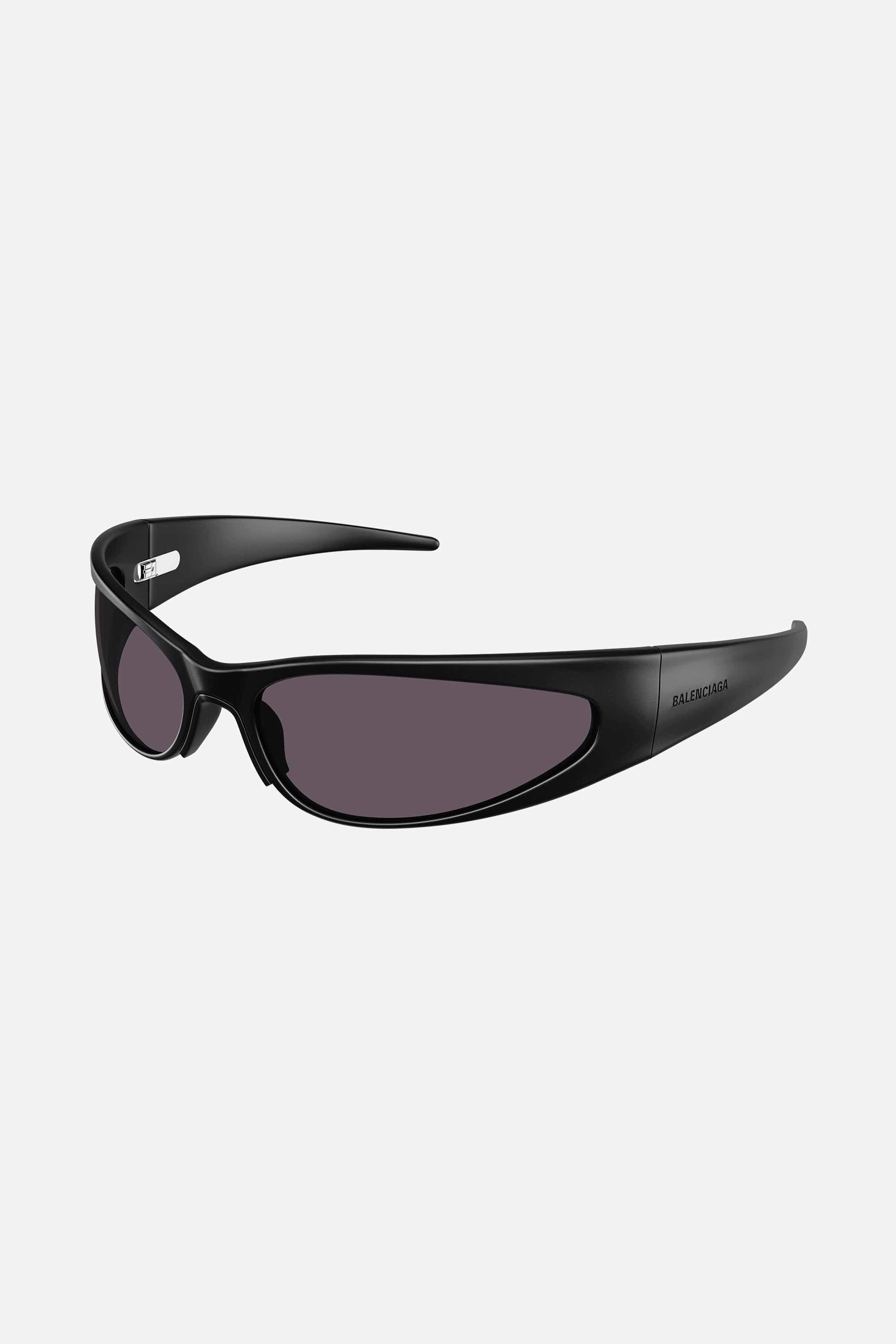 Balenciaga black wrap sunglasses in aluminium