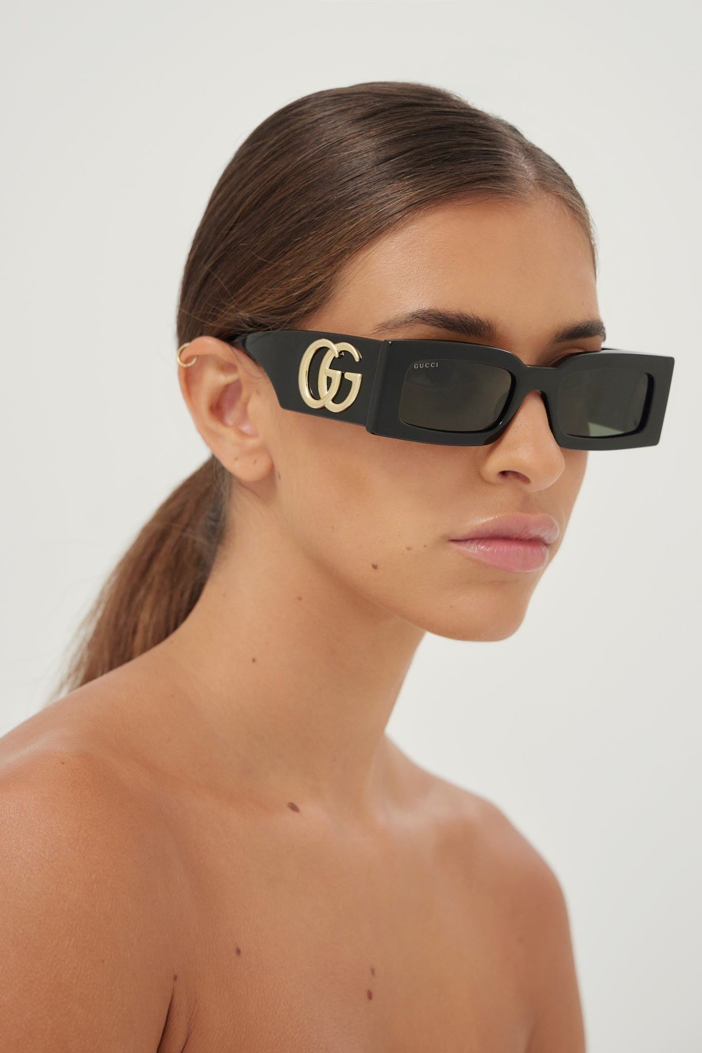 Gucci black rectangular sunglasses