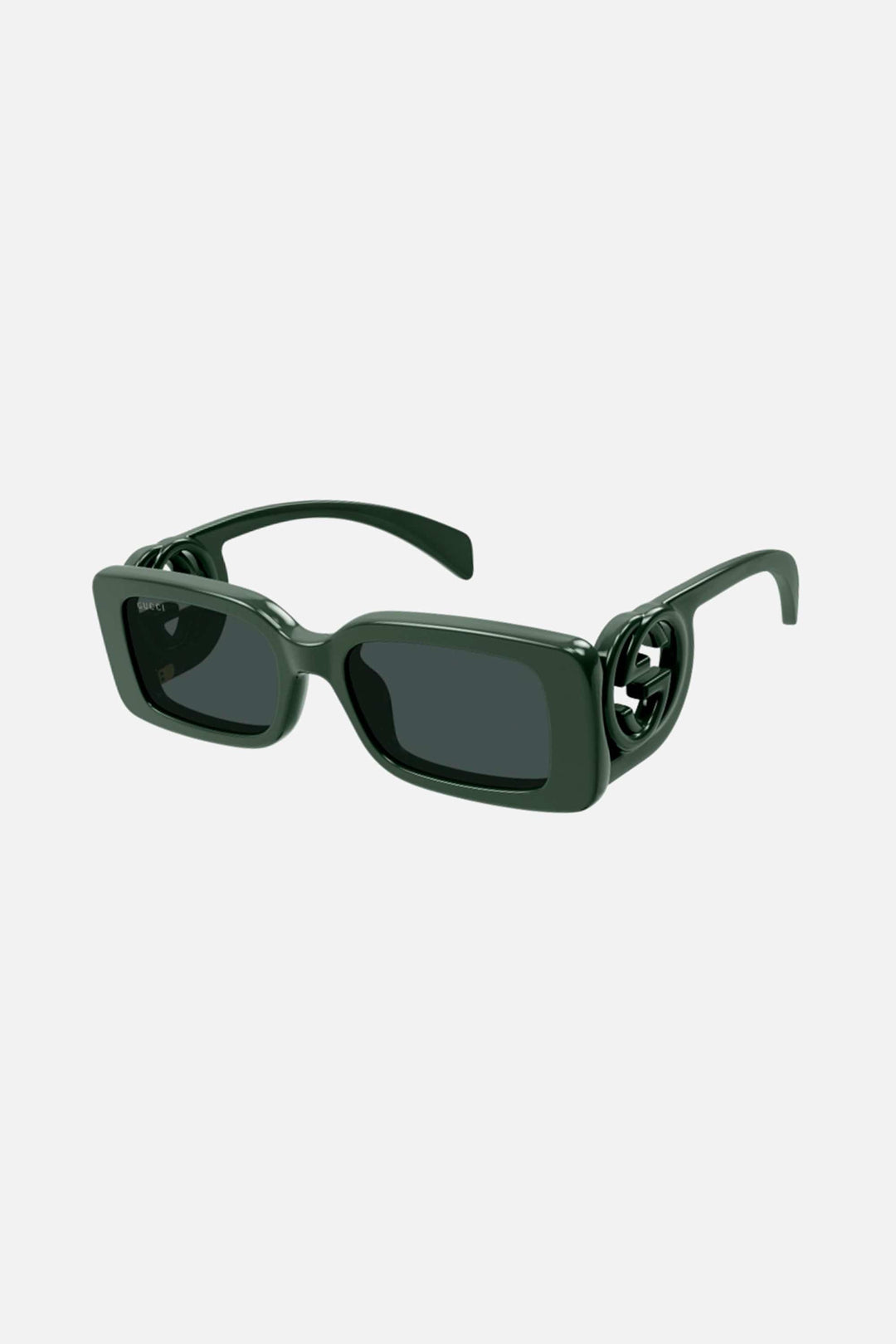 Gucci dark green bold rectangular sunglasses