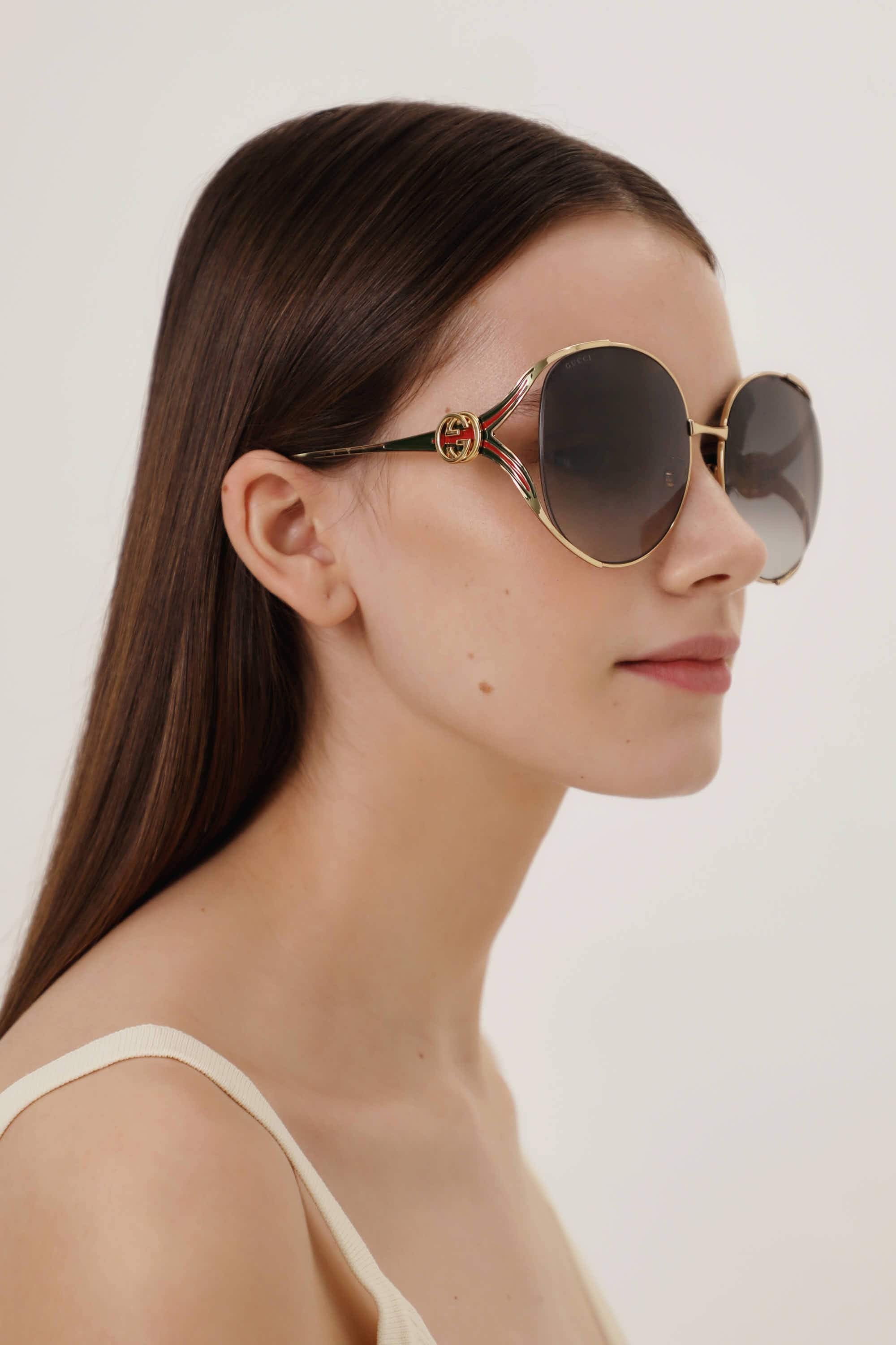 Gucci extra round femenine metal sunglasses