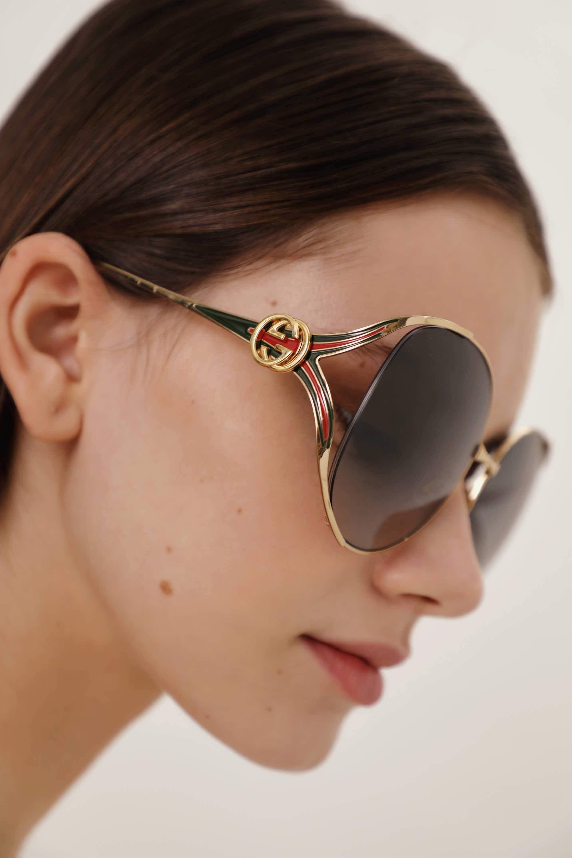 Gucci extra round femenine metal sunglasses