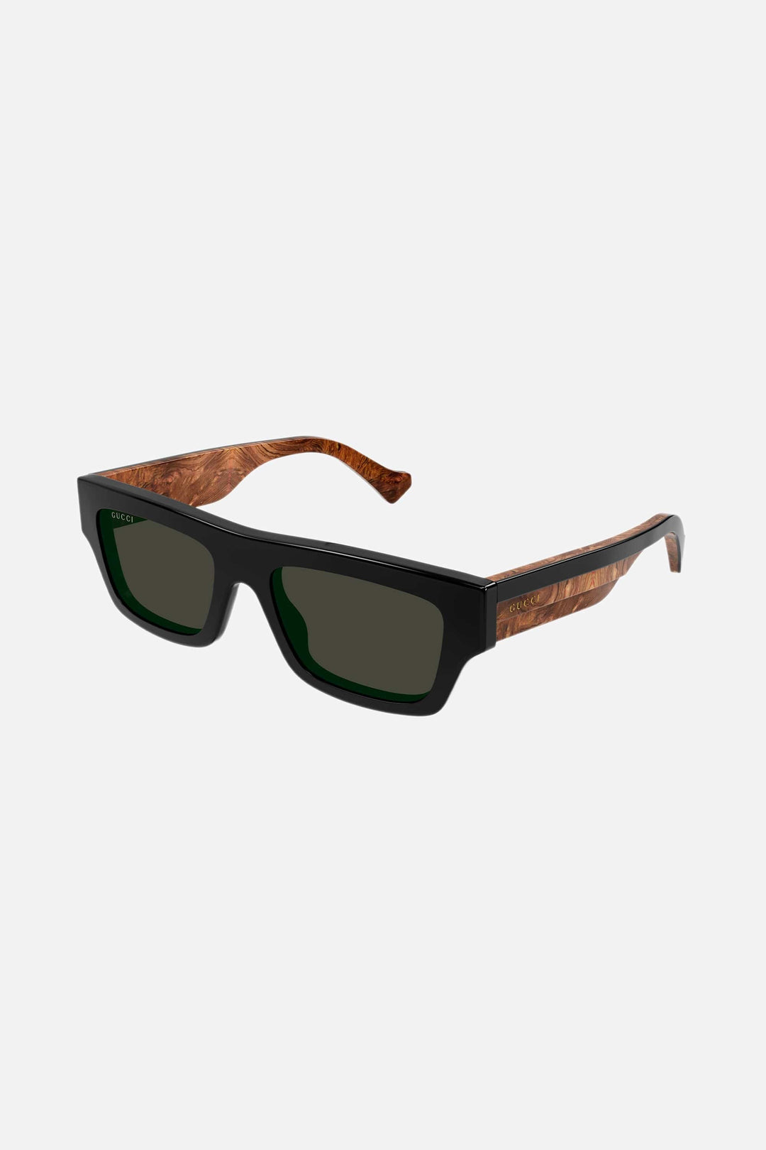 Gucci flat top black sunglasses with web temple