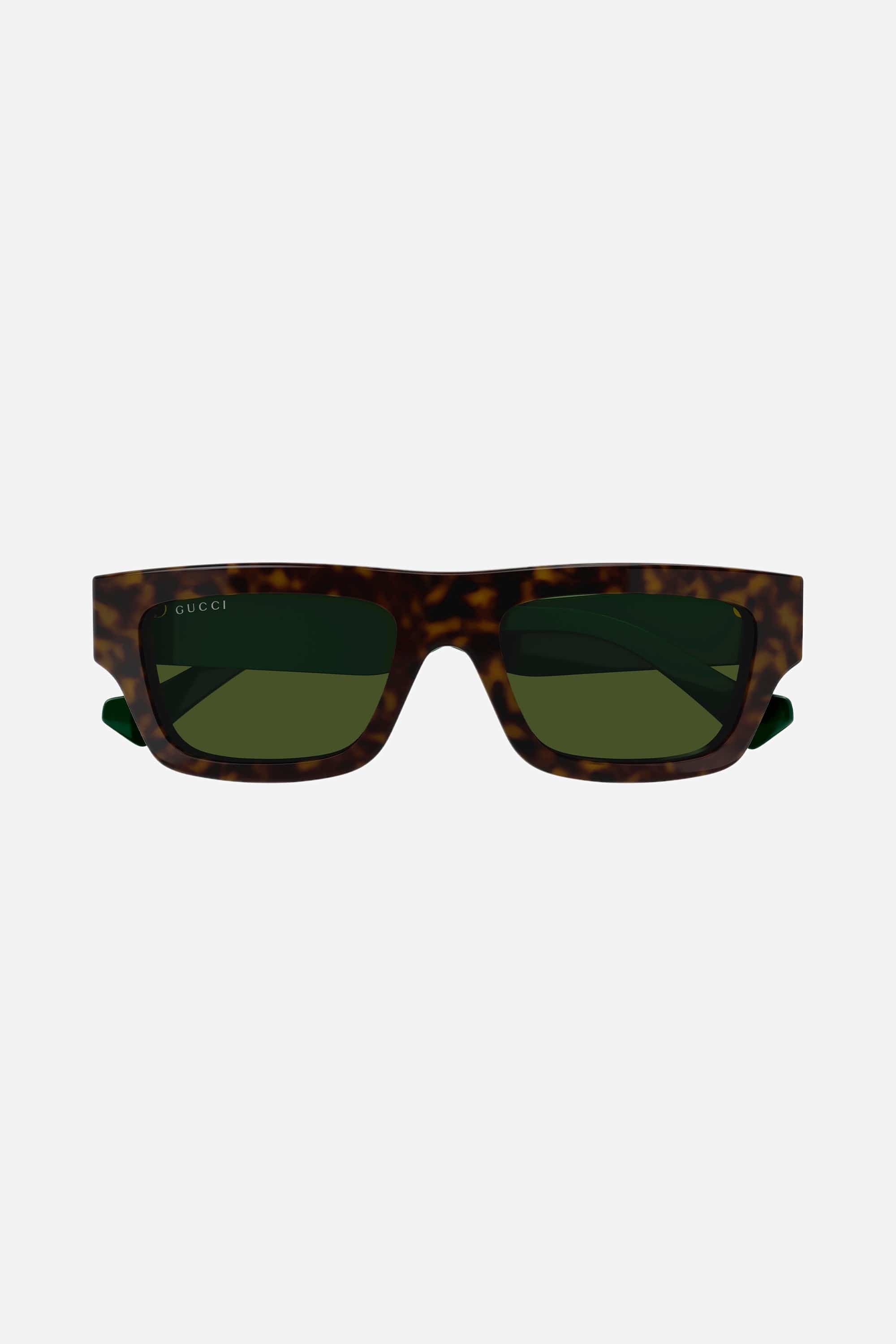 Gucci flat top havana sunglasses with web temple