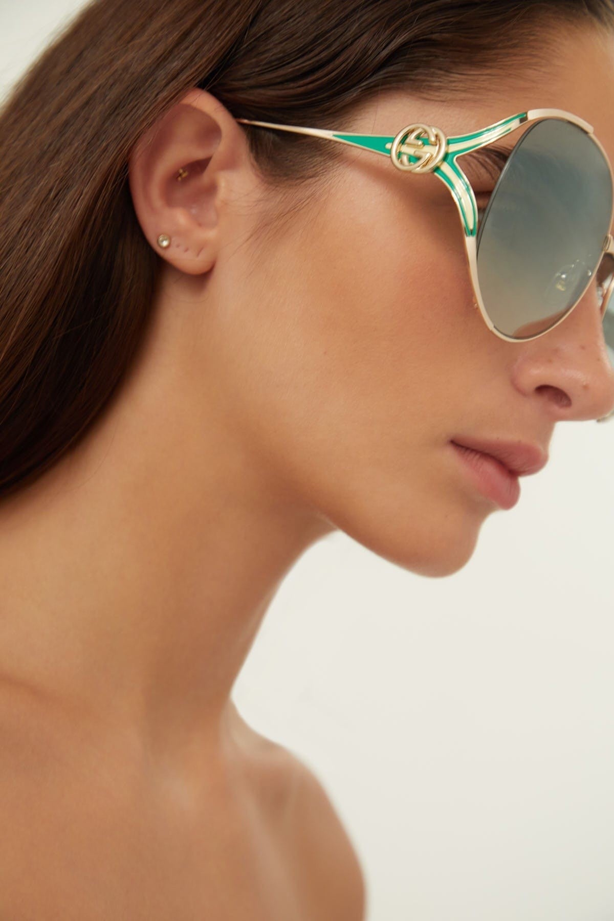 Gucci fork metal green sunglasses