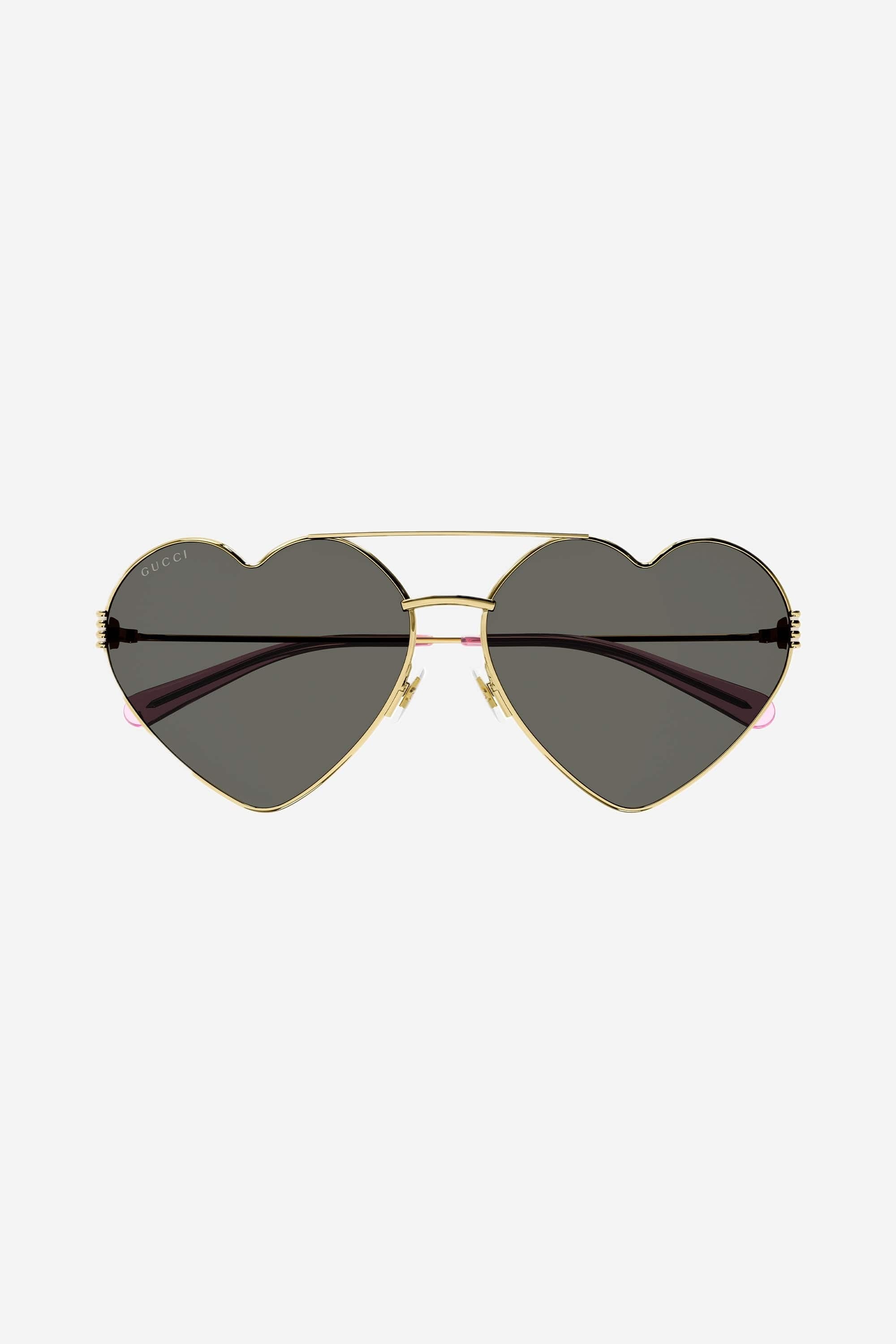 Gucci GG1283s metal heart shape sunglasses with green lenses