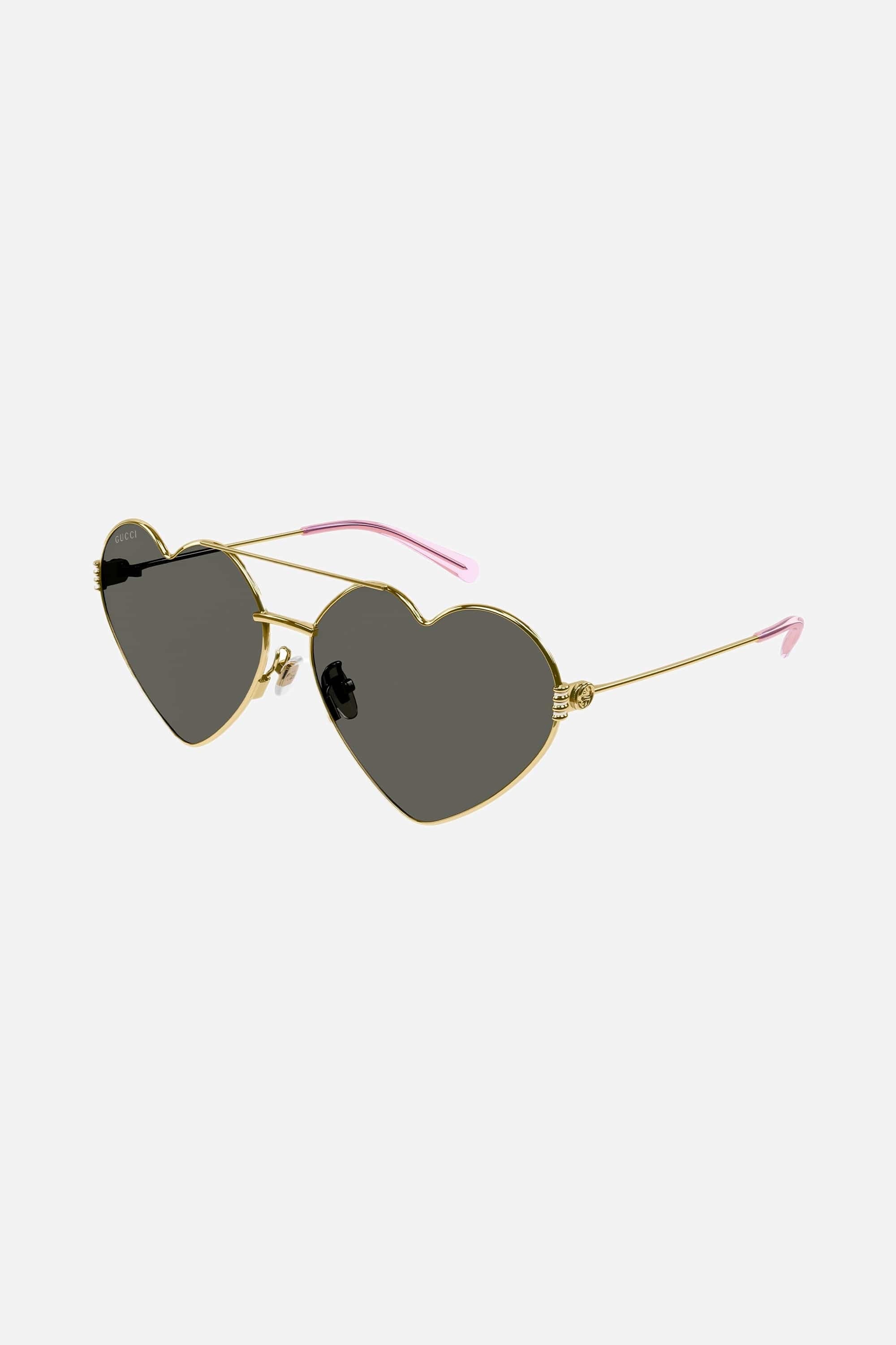 Gucci GG1283s metal heart shape sunglasses with green lenses