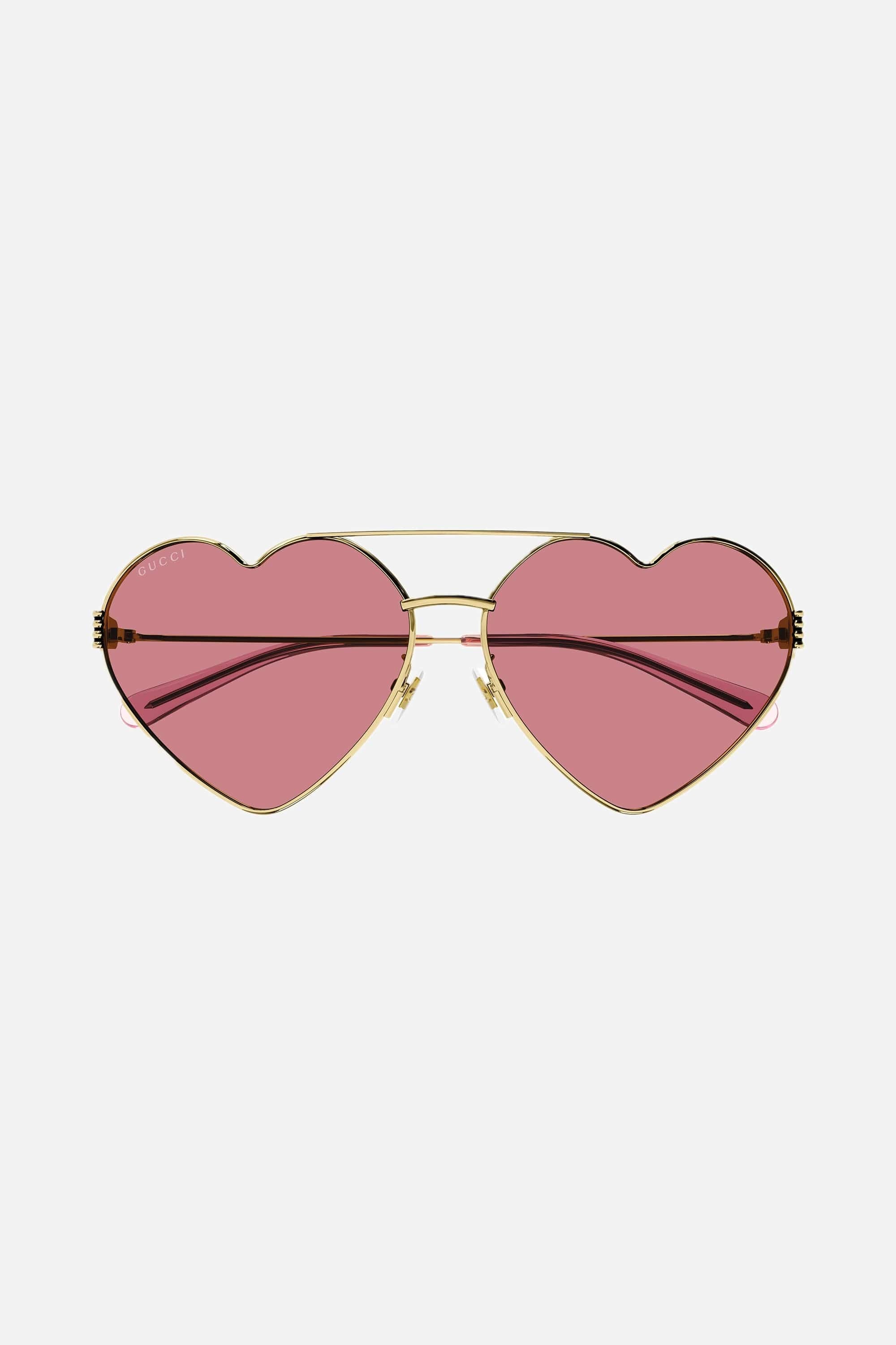 Gucci GG1283s metal heart shape sunglasses with pink lenses