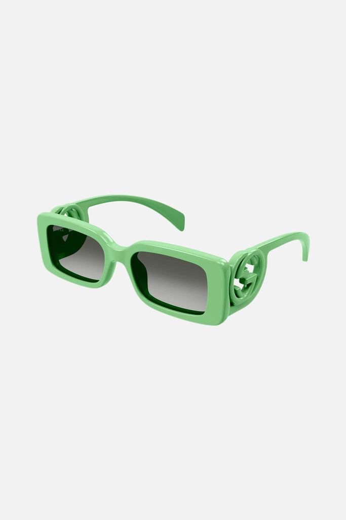 Gucci green bold rectangular sunglasses – Eyewear Club