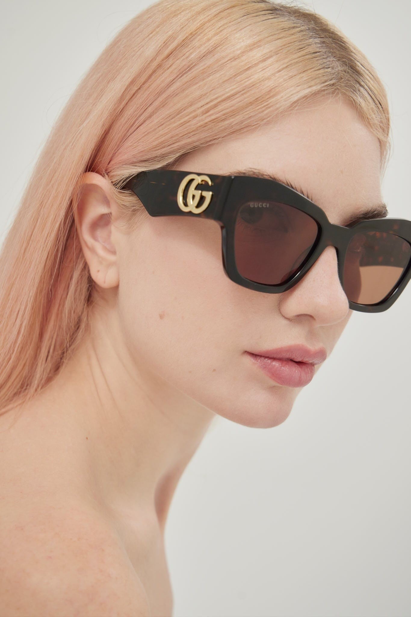 Gucci havana chuncky cat eye sunglasses