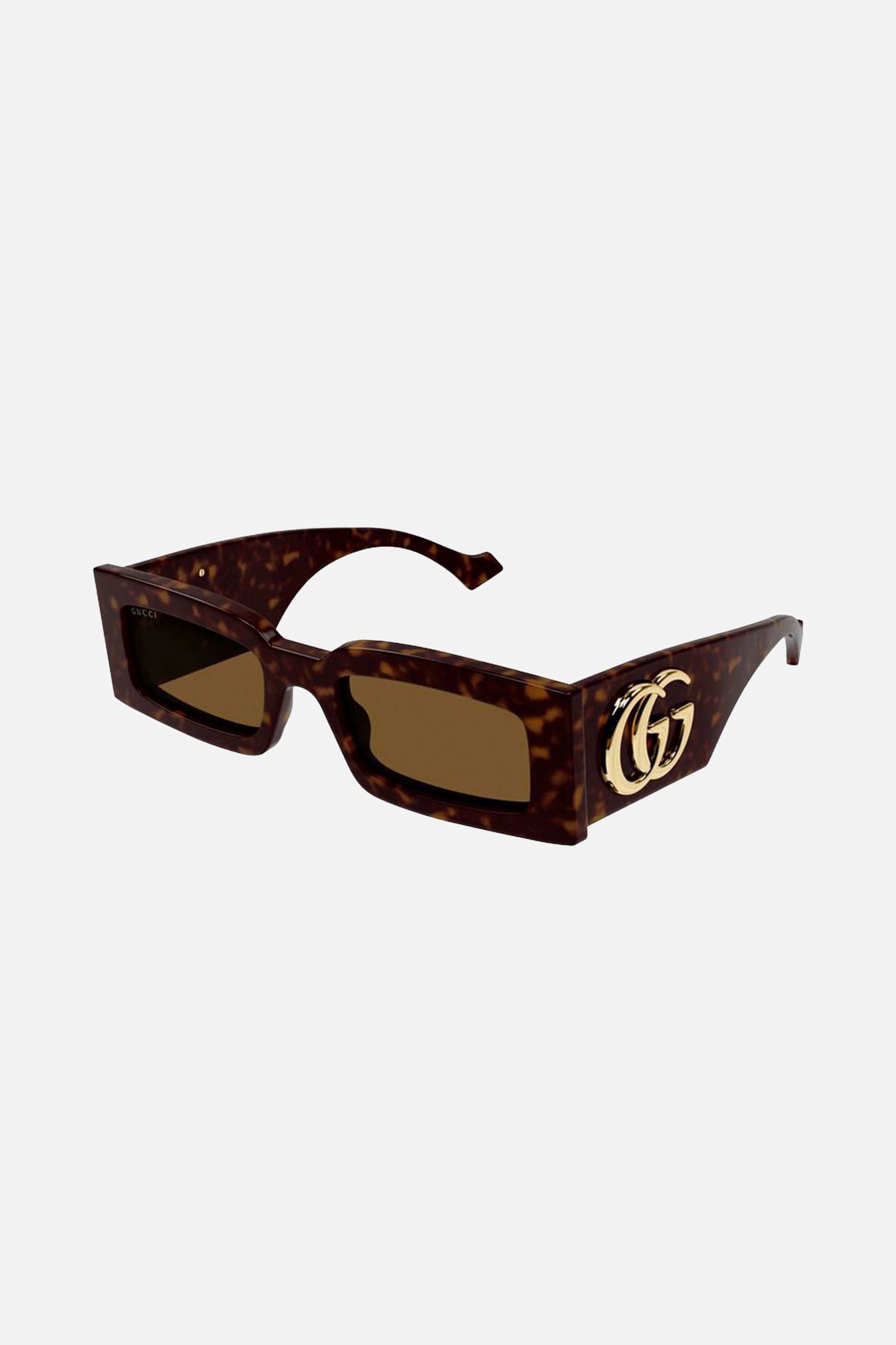 Gucci havana rectangular sunglasses