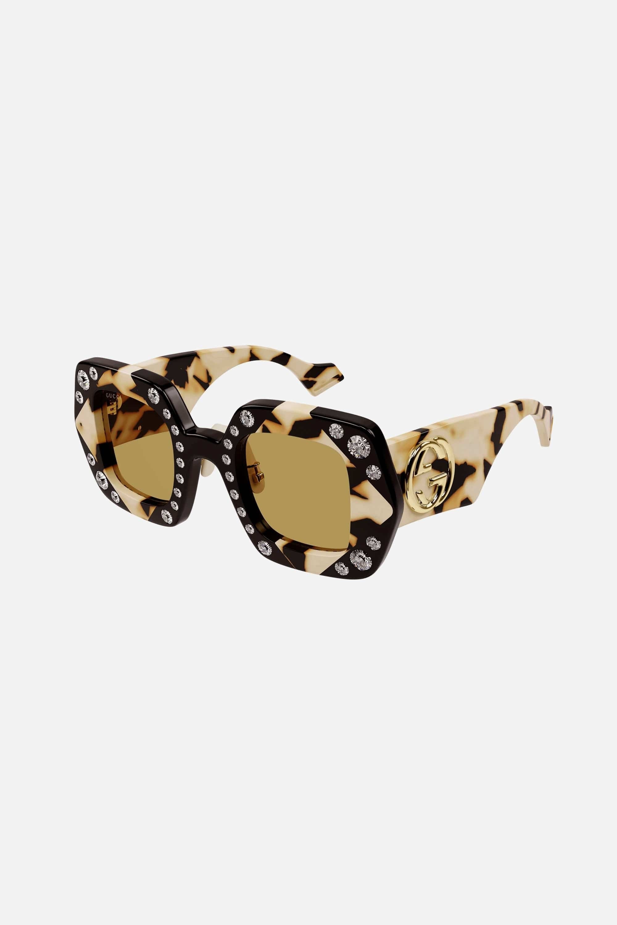 Gucci Hollywood collection sunglasses in yellow featuring Swarovski stones