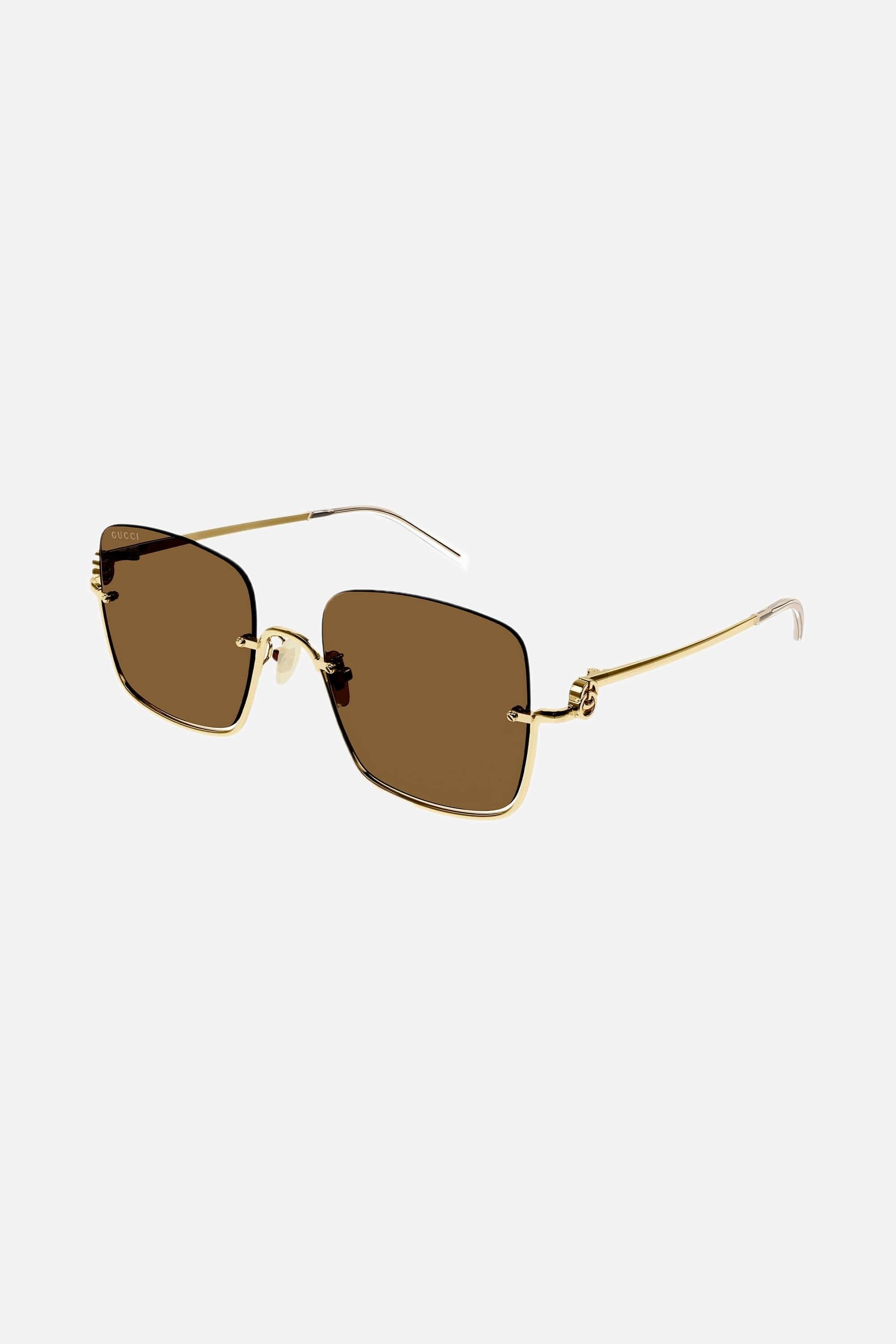 Gucci metal squared sunglasses with brown lenses