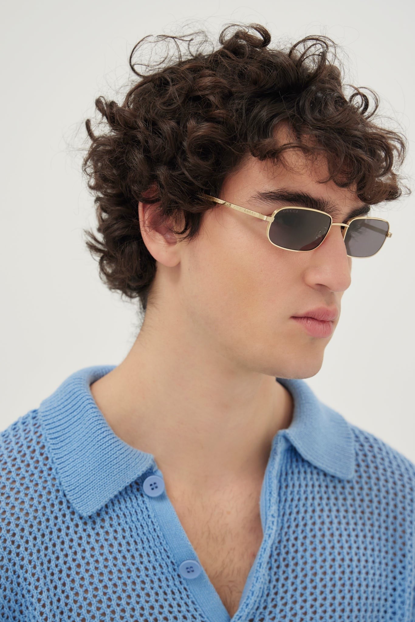 Gucci micro metal gold sunglasses