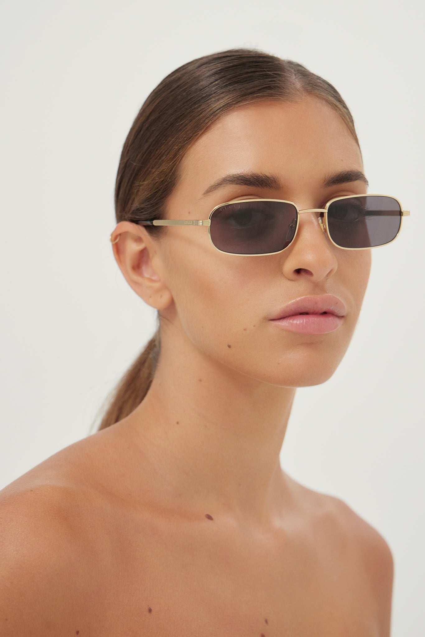 Gucci micro metal gold sunglasses