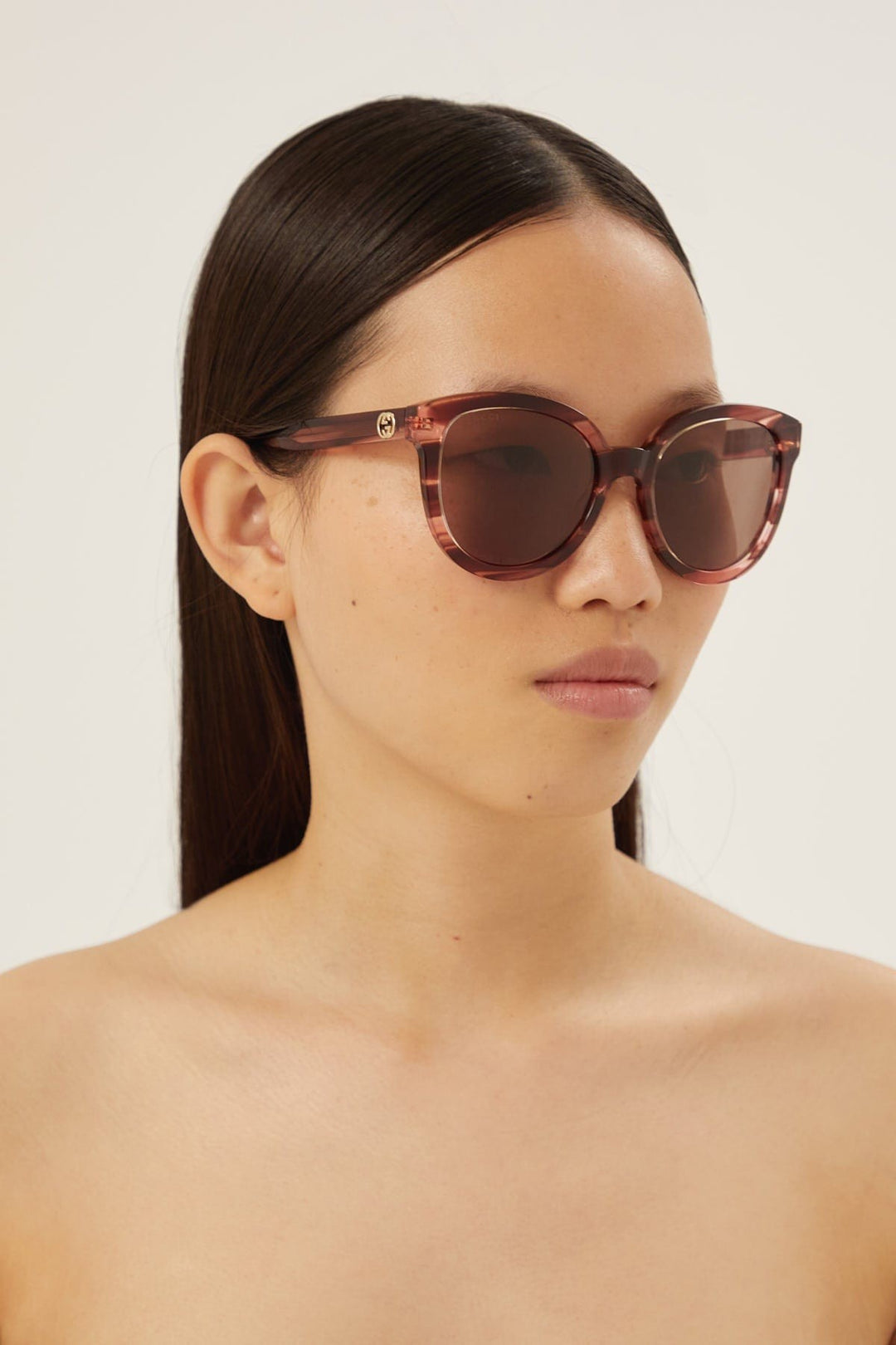 Gucci oversize cat eye round pink sunglasses