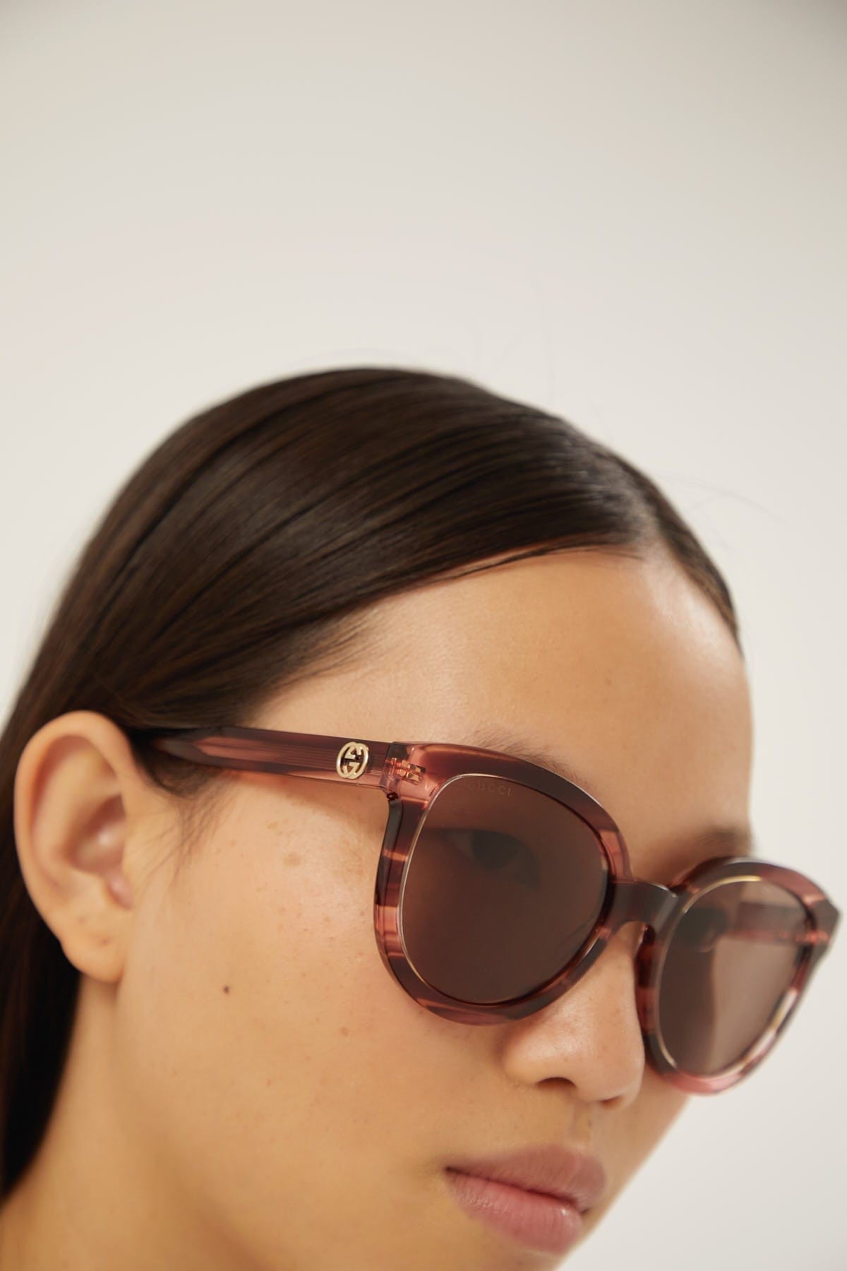 Gucci oversize cat eye round pink sunglasses