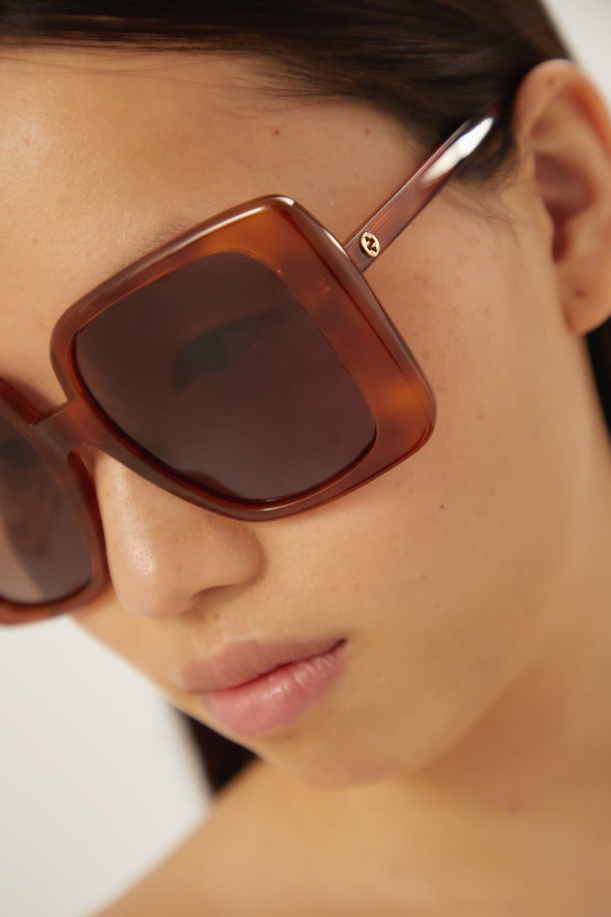 Gucci oversize square brown sunglasses