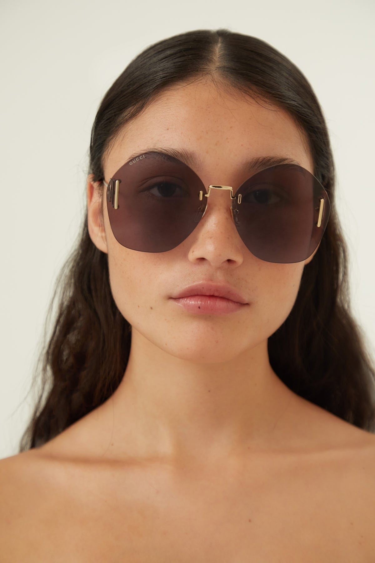 Gucci overzized rimless sunglasses