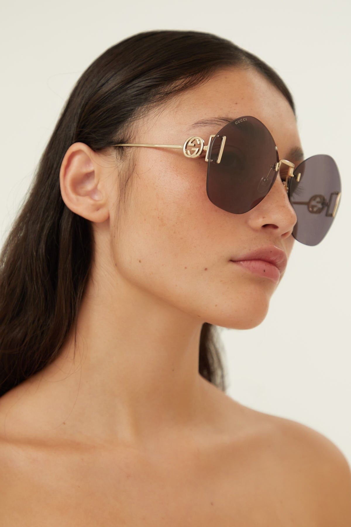 Gucci overzized rimless sunglasses