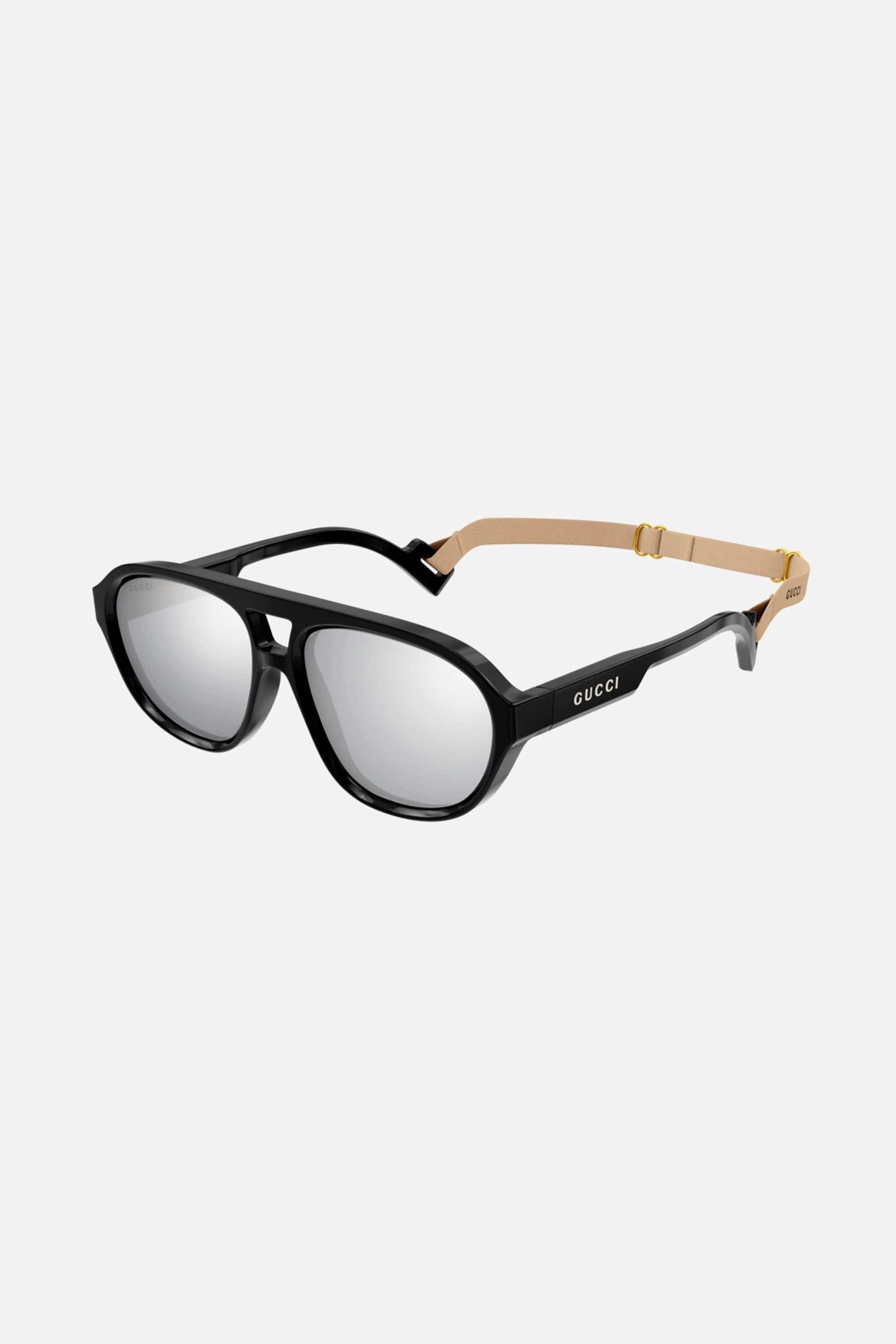 Gucci pilot sporty sunglasses in black