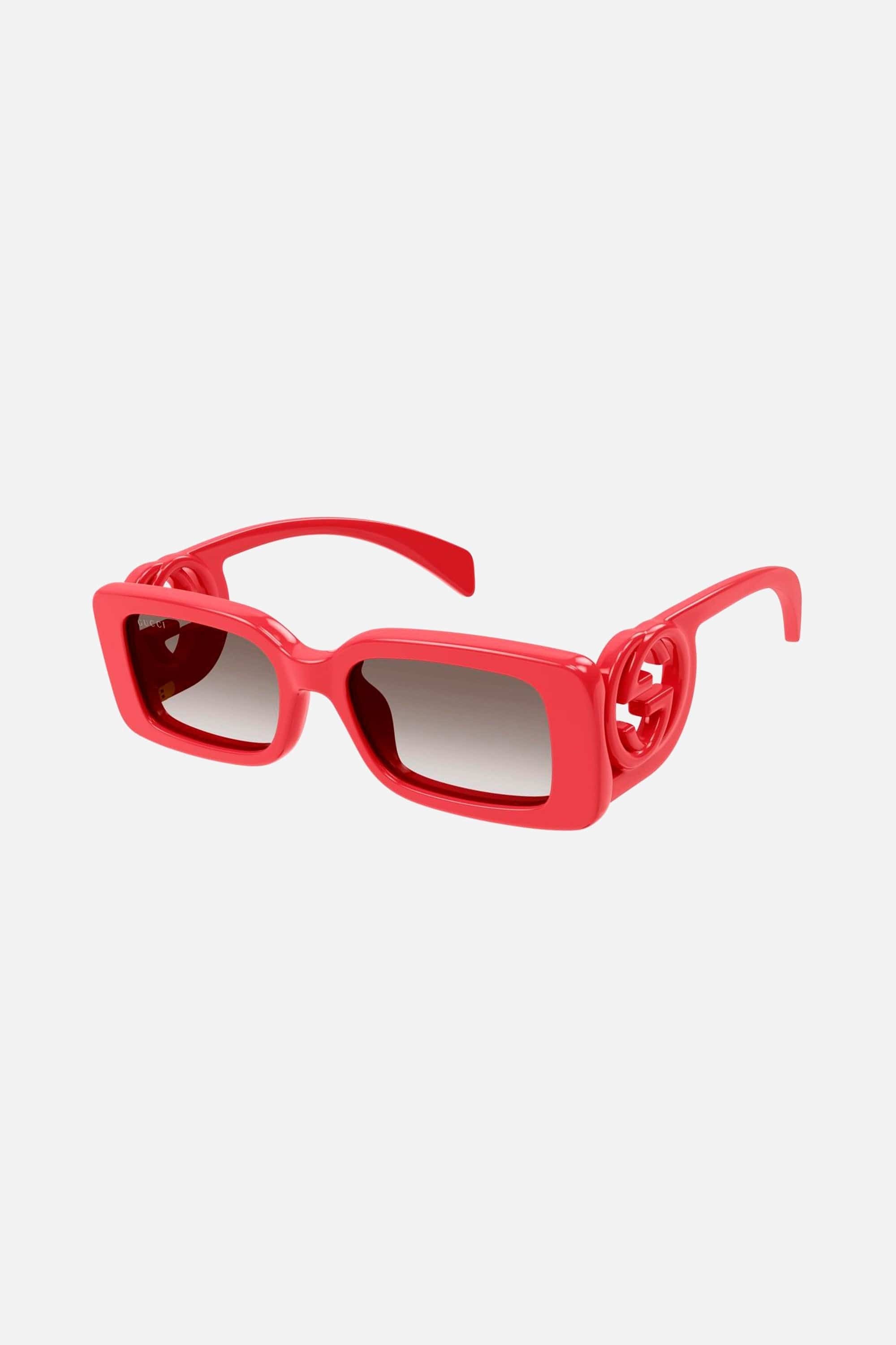 Gucci red bold rectangular sunglasses