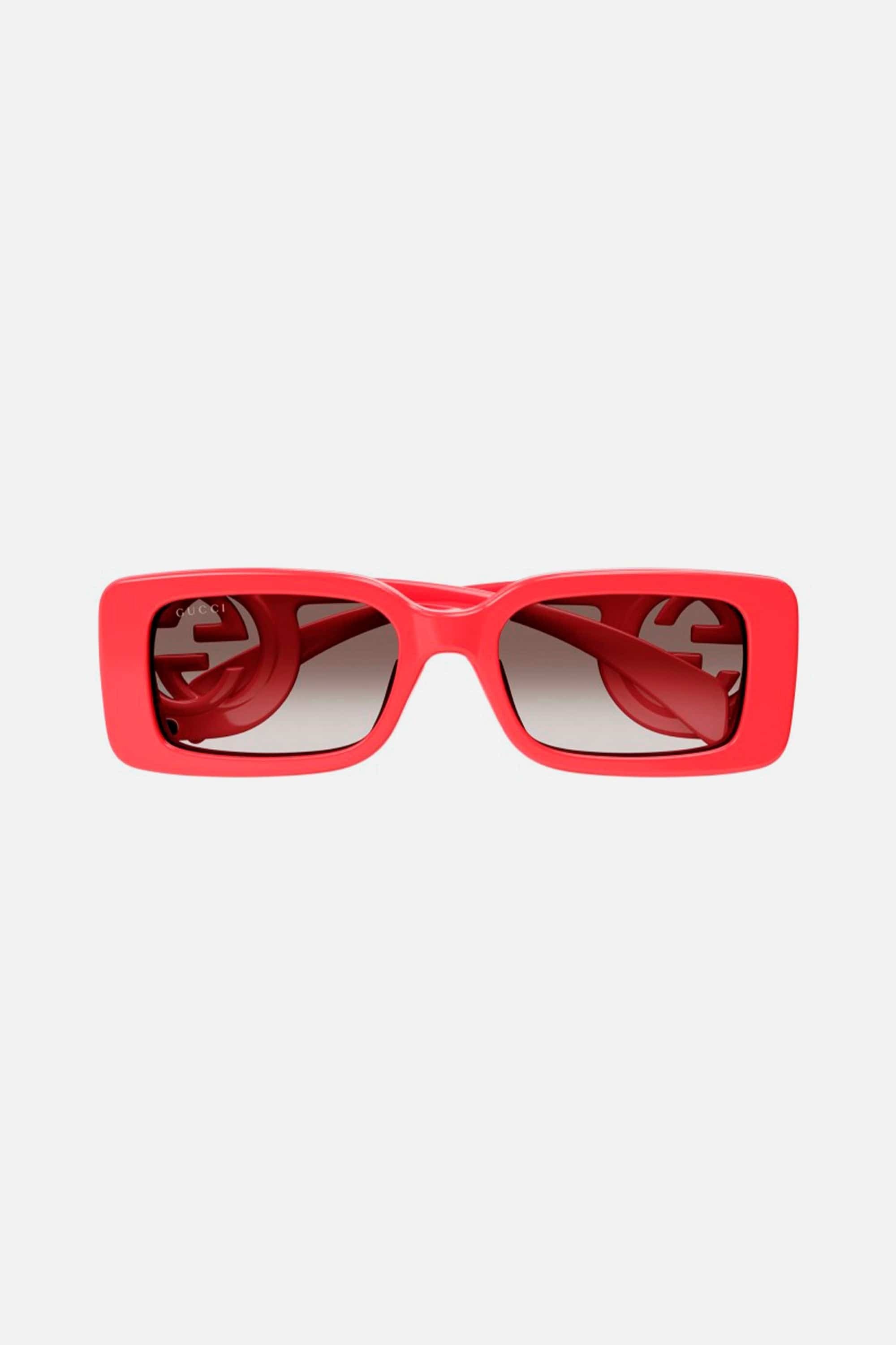 Gucci red bold rectangular sunglasses