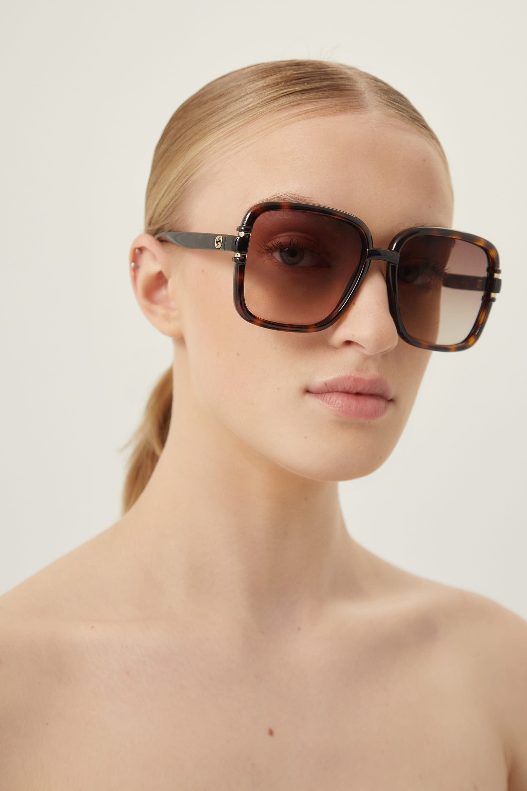 Gucci square shape havana sunglasses