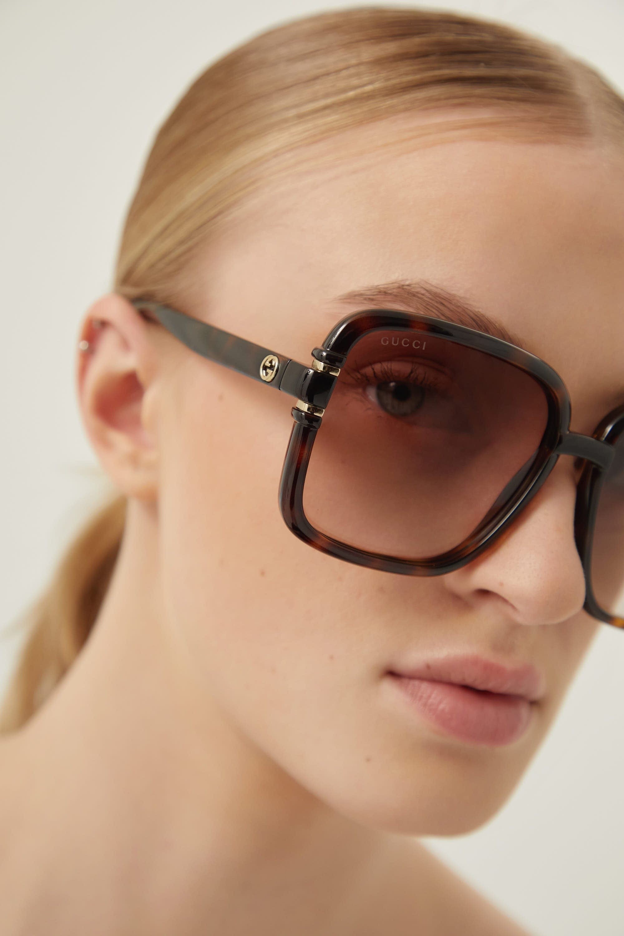 Gucci square shape havana sunglasses