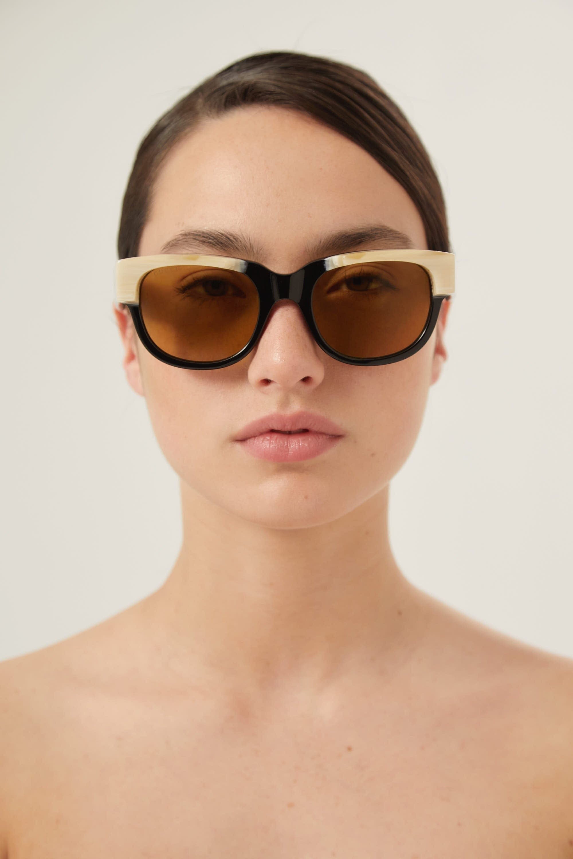 Gucci squared black and ivory acetate sunglasses