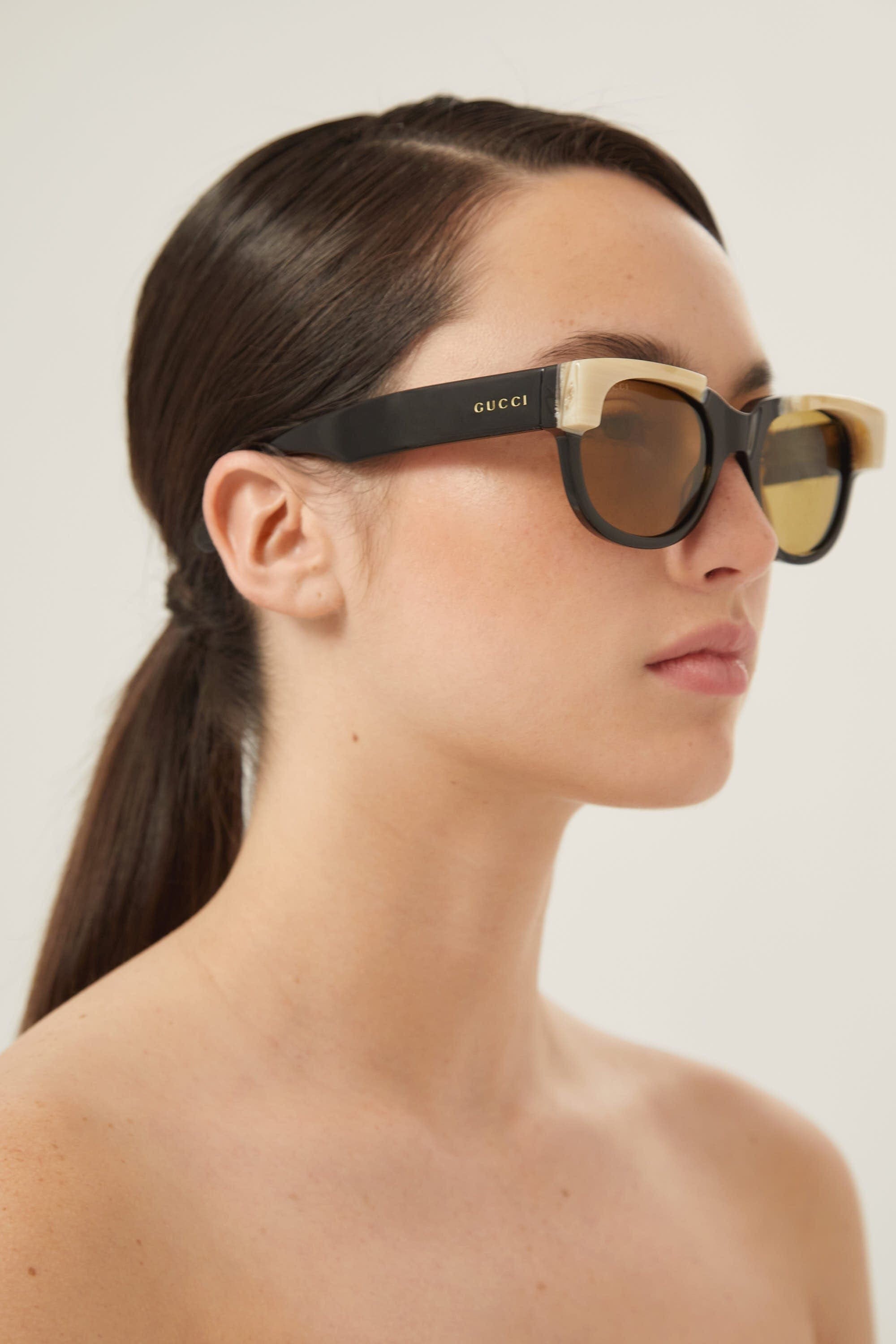 Gucci squared black and ivory acetate sunglasses