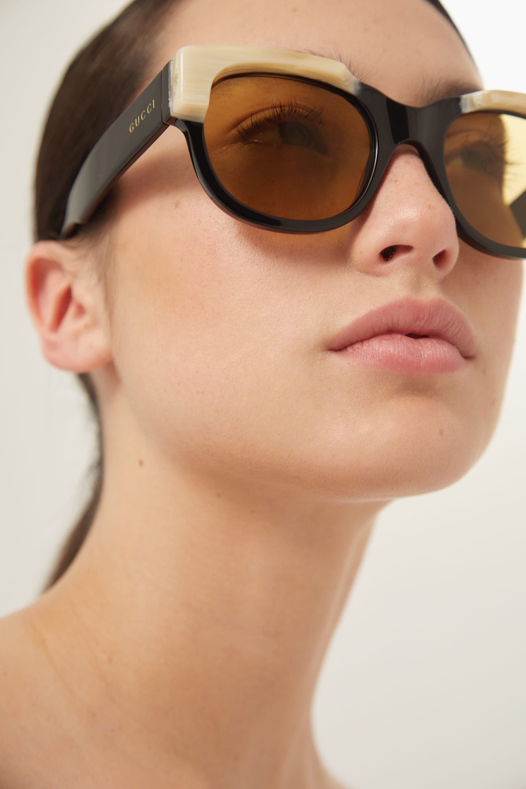 Gucci squared black and ivory acetate sunglasses