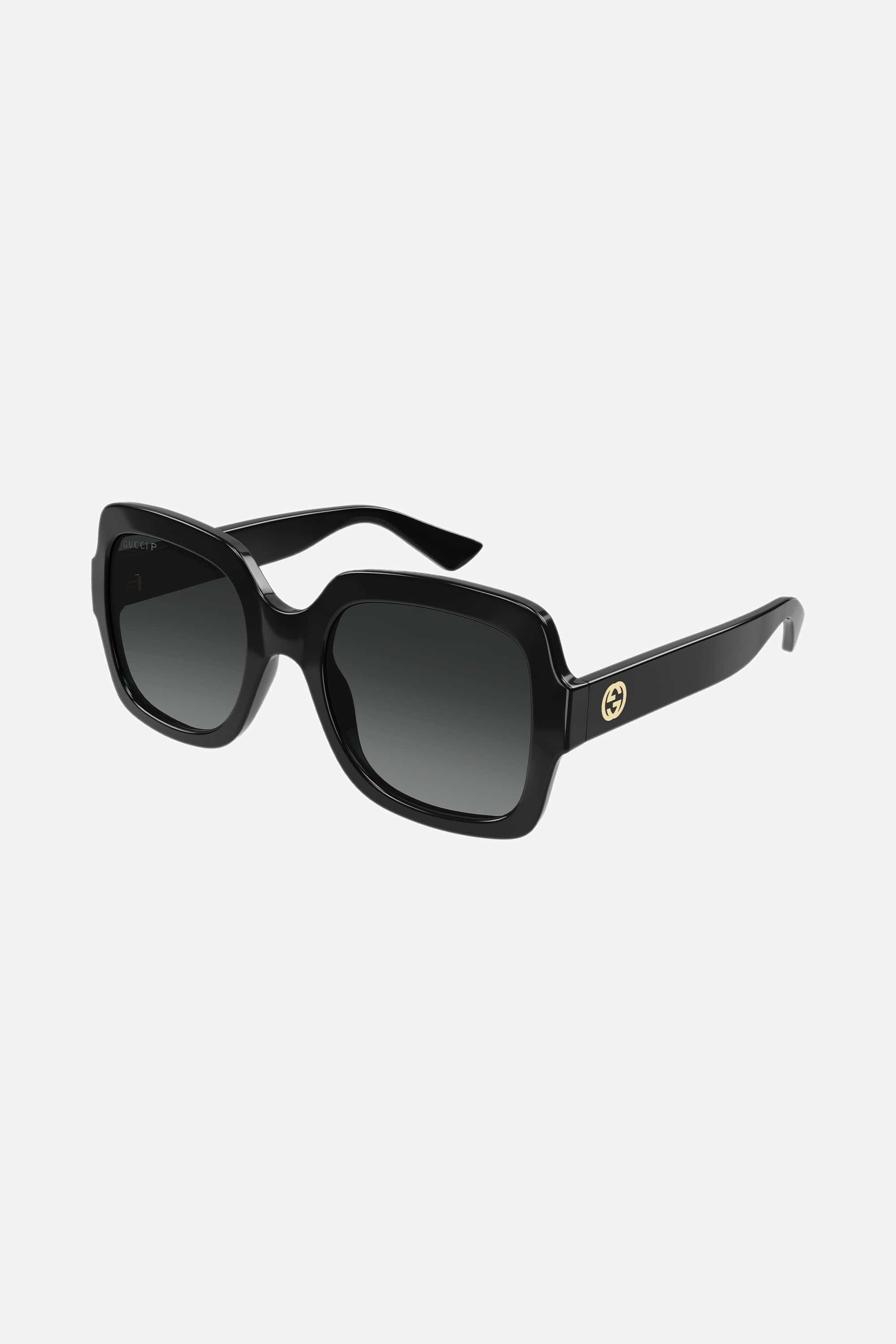 Gucci squared black thin acetate sunglasses