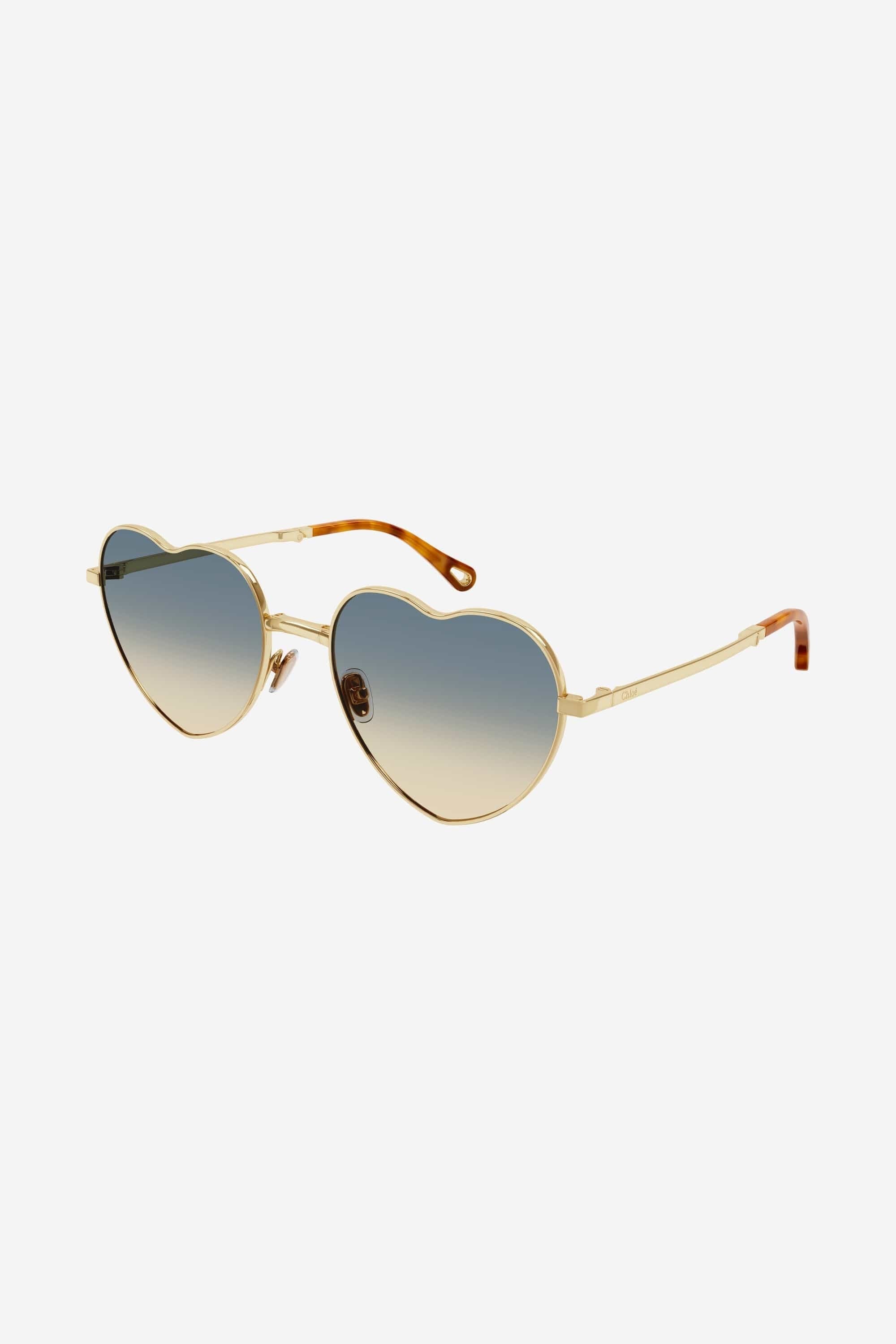 Iconic Chloé heart shape metal foldable shades