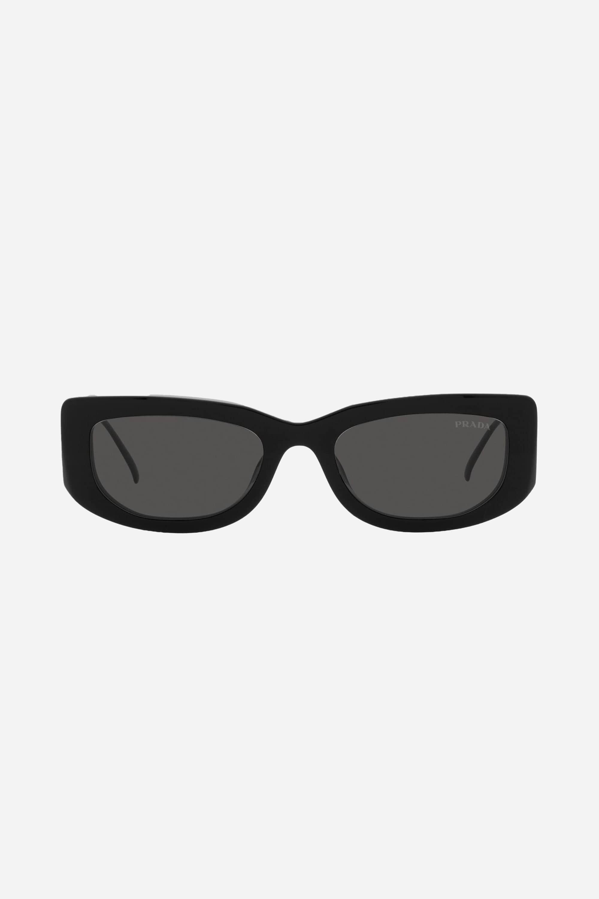 Prada black micro sunglasses with metal temple