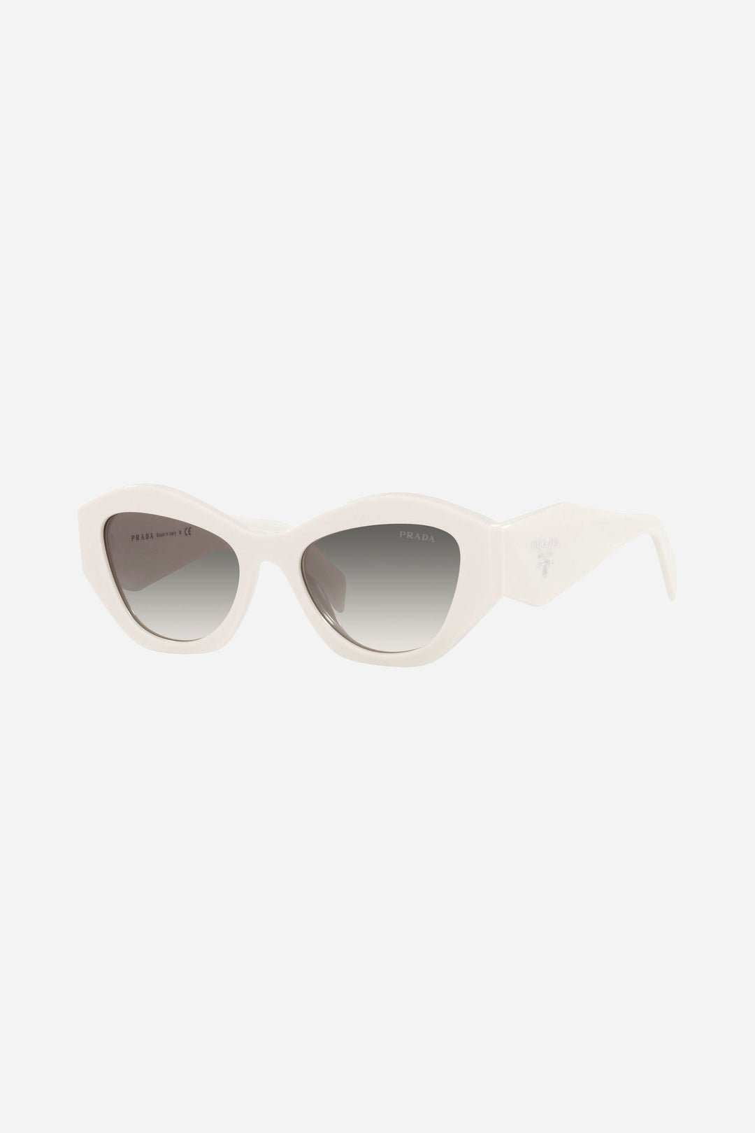 Prada oval white sunglasses featuring iconic logo