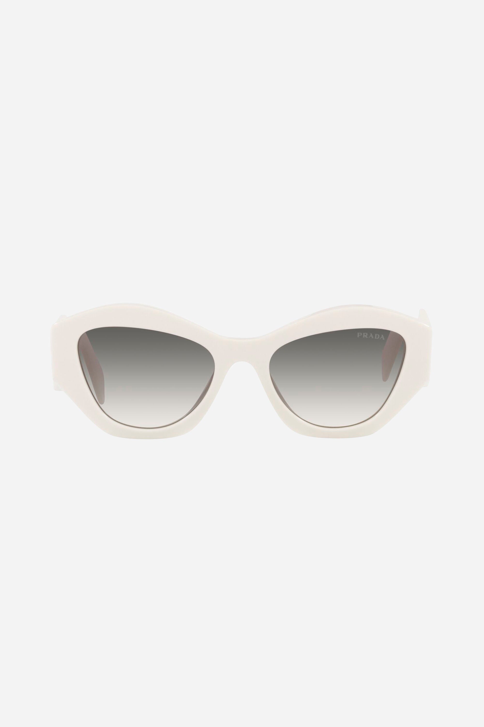 Prada oval white sunglasses featuring iconic logo