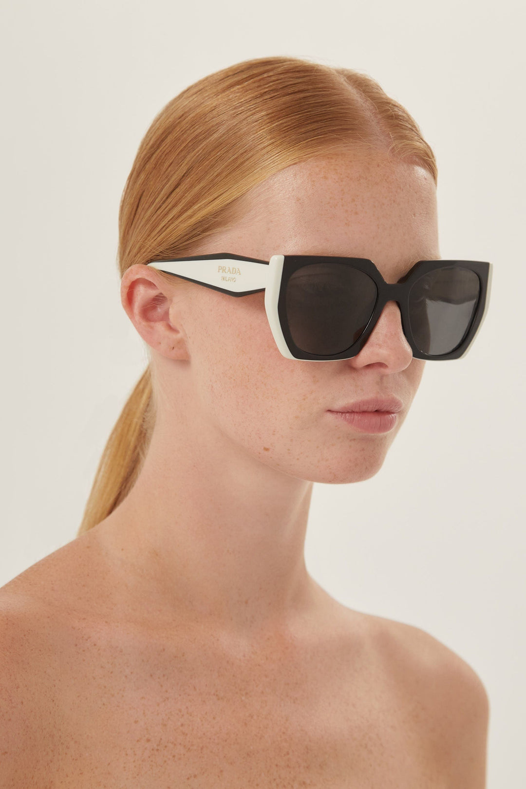 Prada oversized cat eye black and white sunglasses Eyewear Club