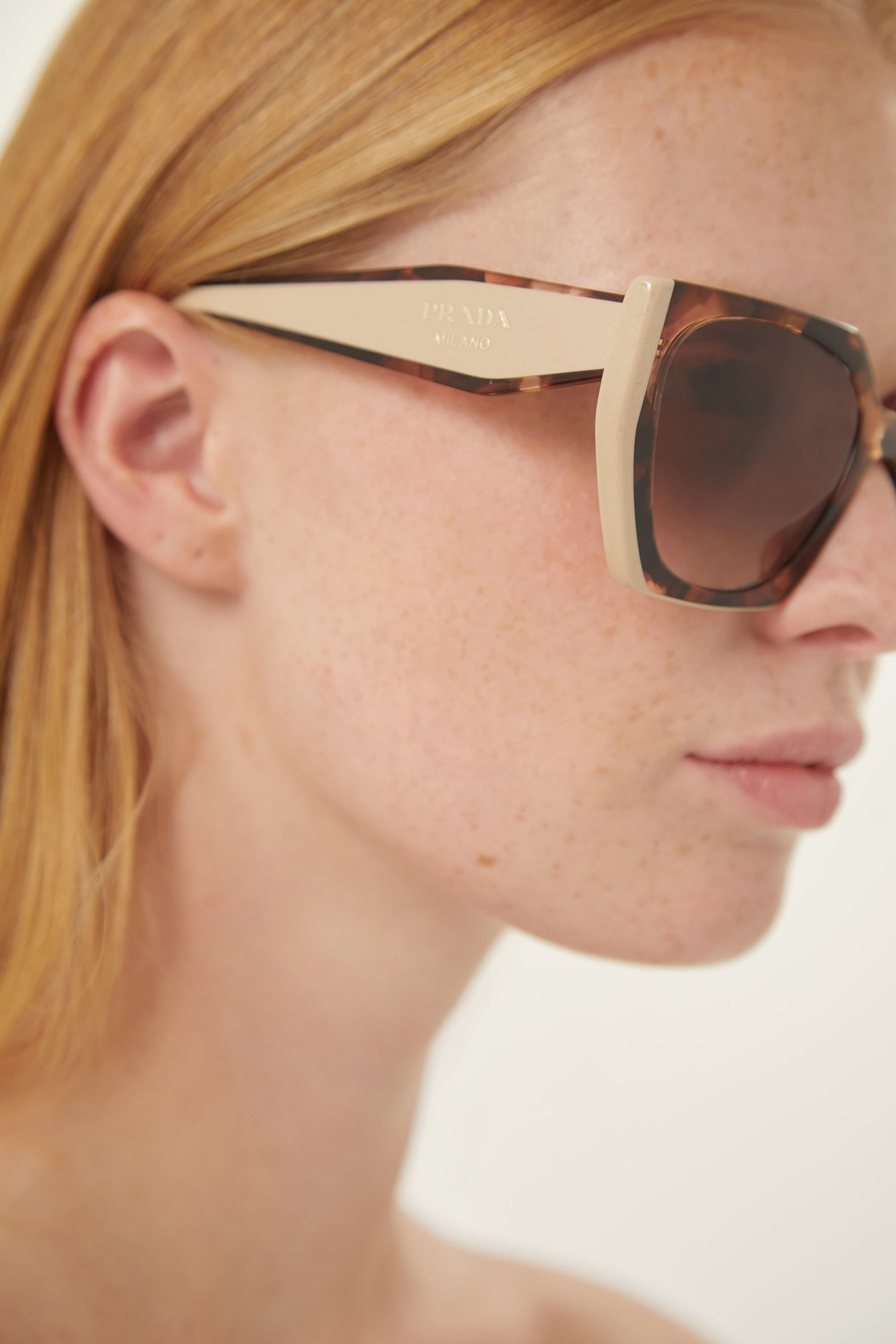 Prada oversized cat eye havana and ivory sunglasses