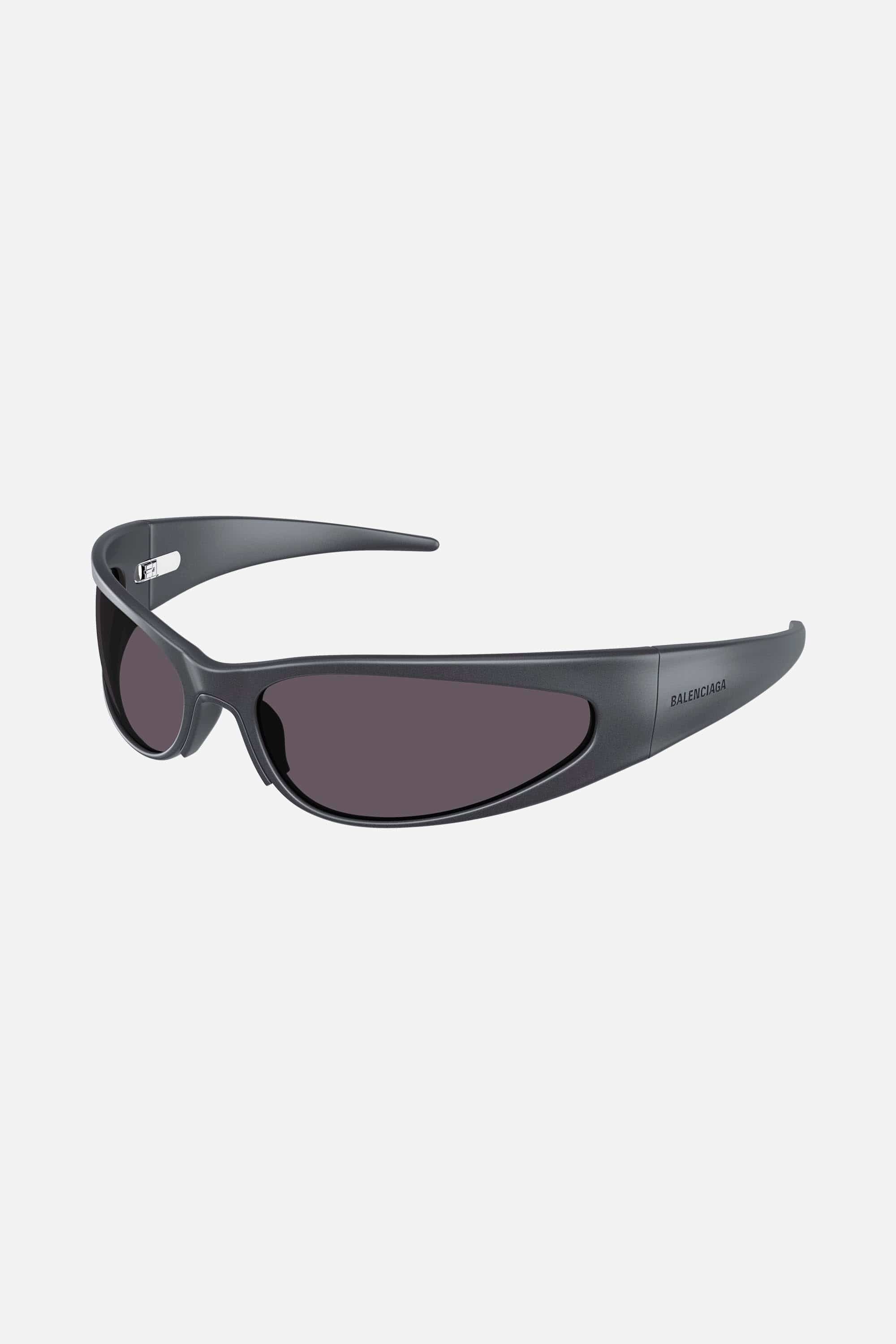 Balenciaga grey wrap sunglasses in aluminium