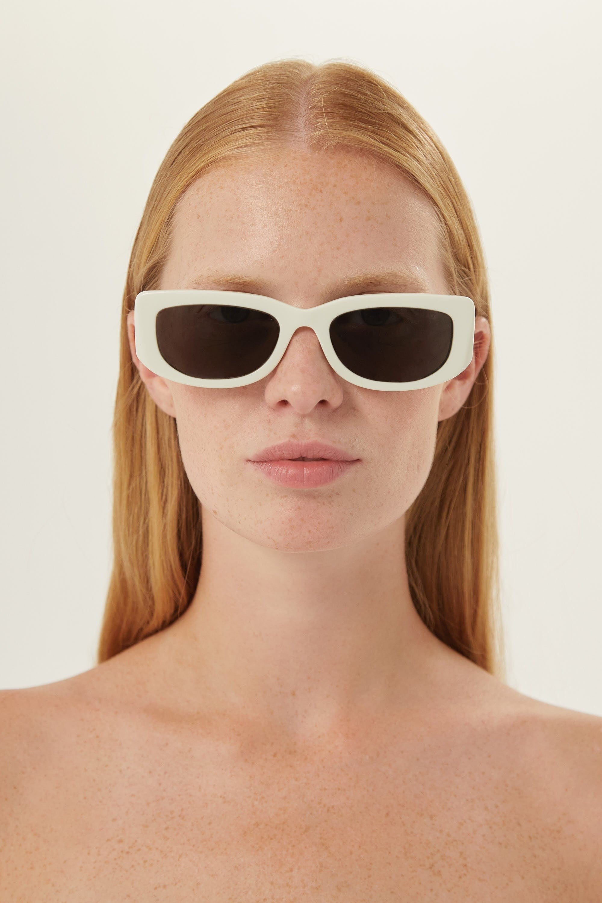 Prada white micro sunglasses with metal temple