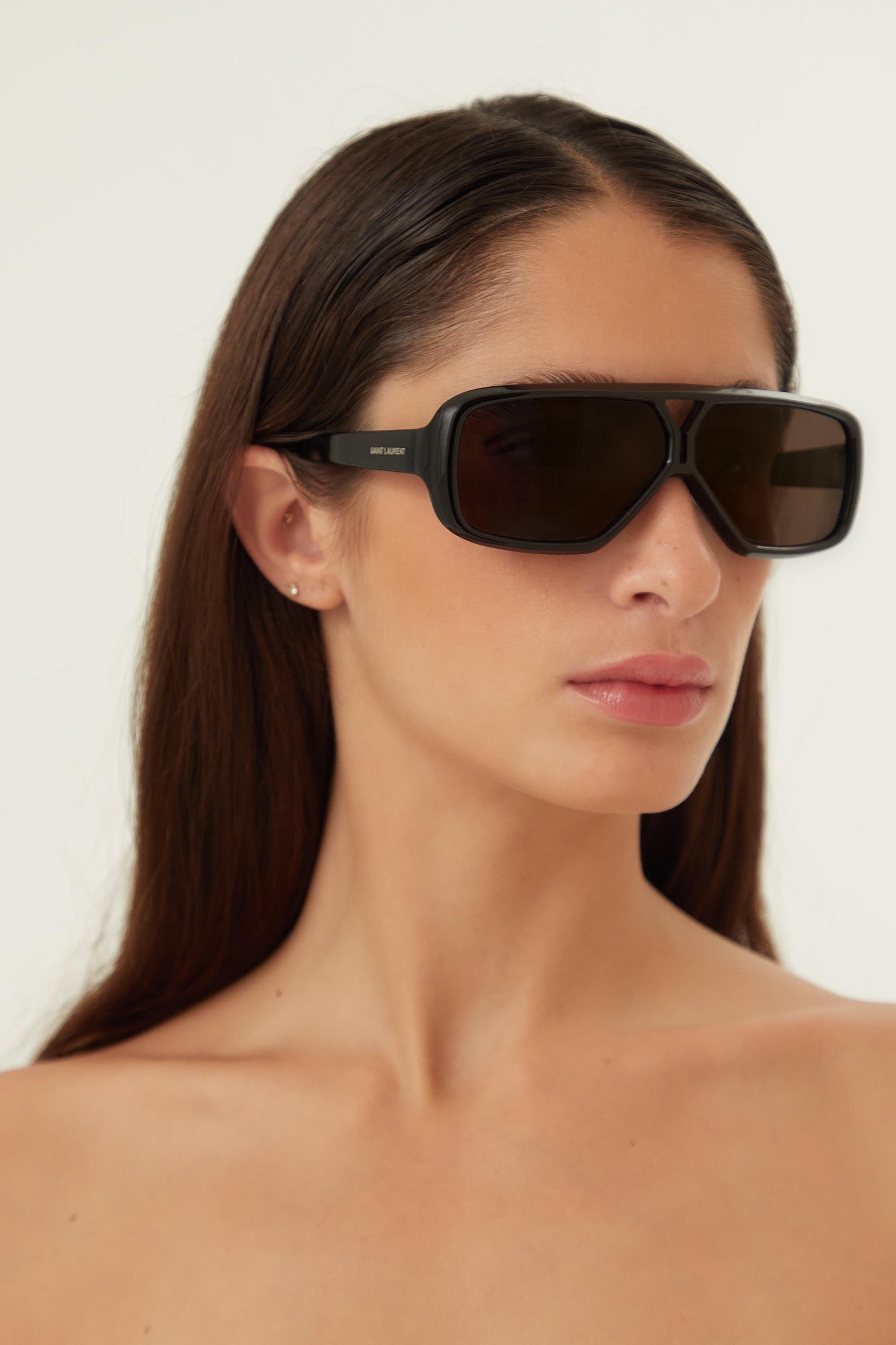 Saint Laurent acetate pilot black sunglasses