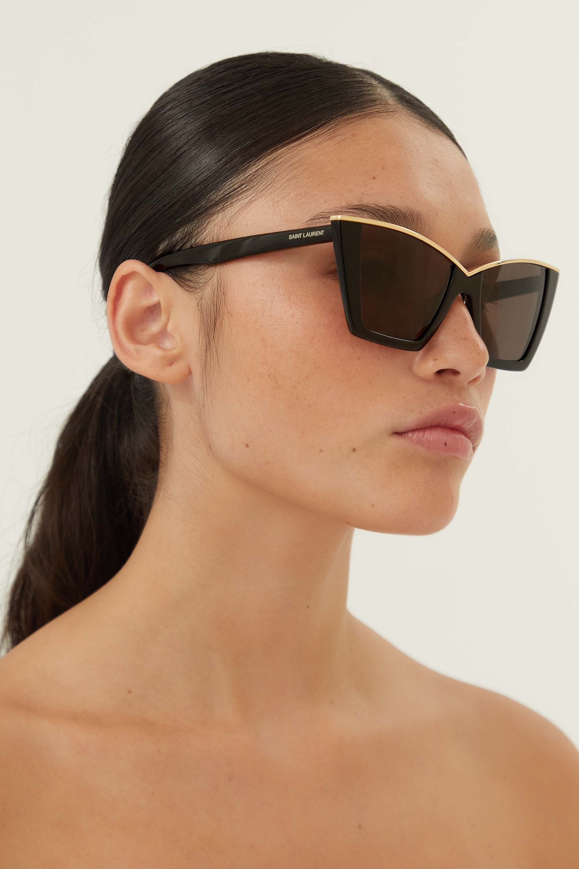 Saint Laurent cat eye black and gold sunglasses