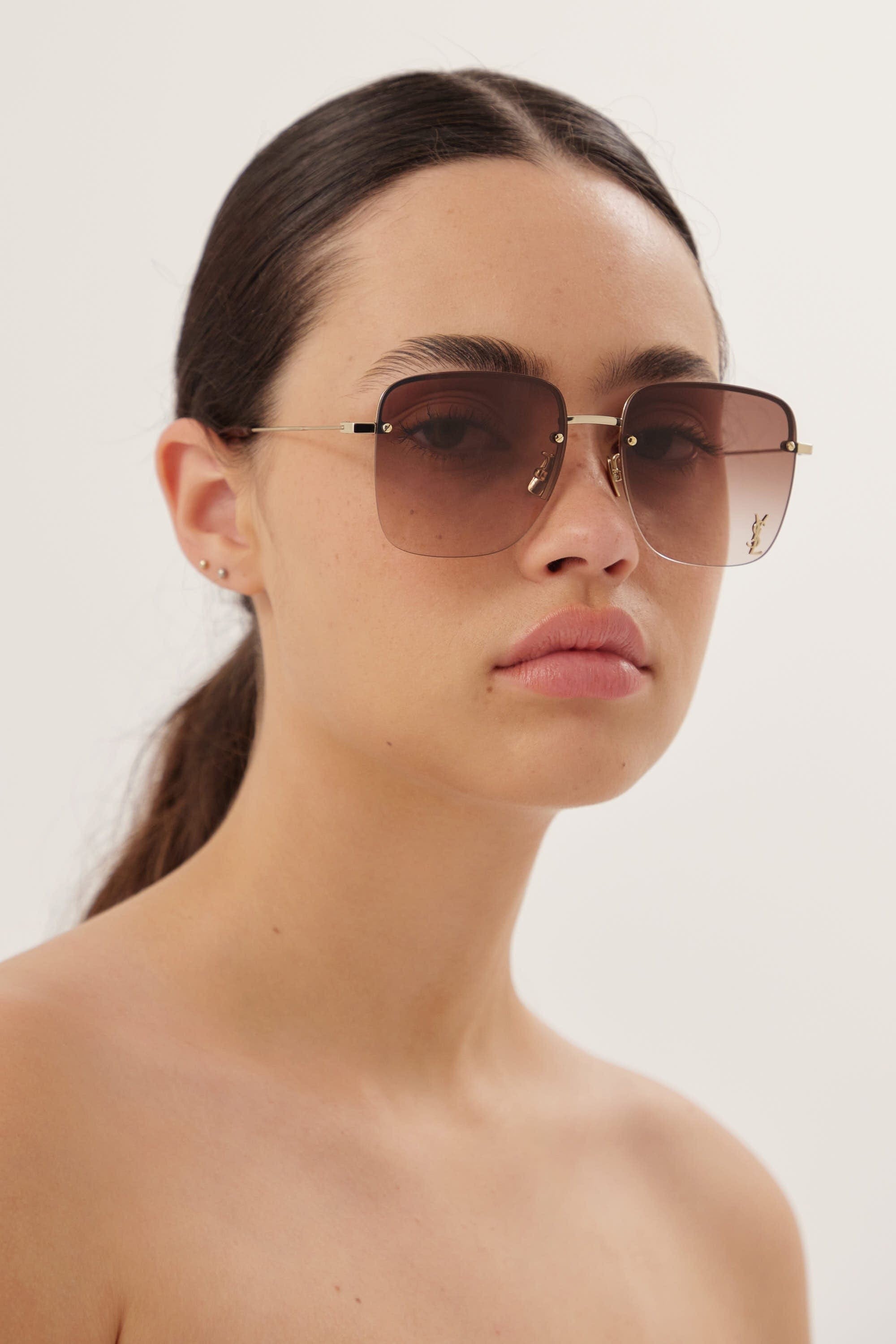 Saint Laurent gold squared metal sunglasses