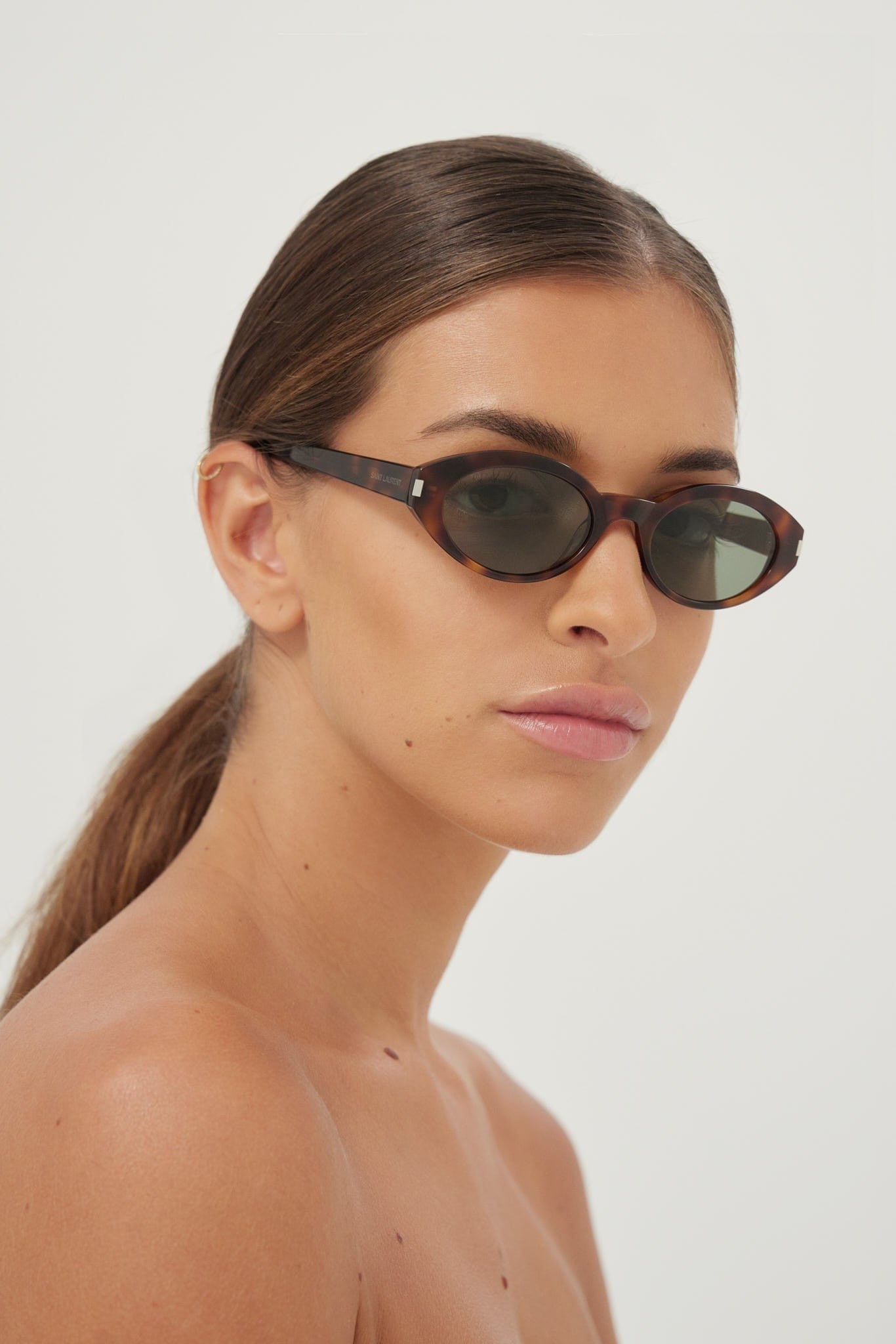 Saint Laurent oval micro havana sunglasses