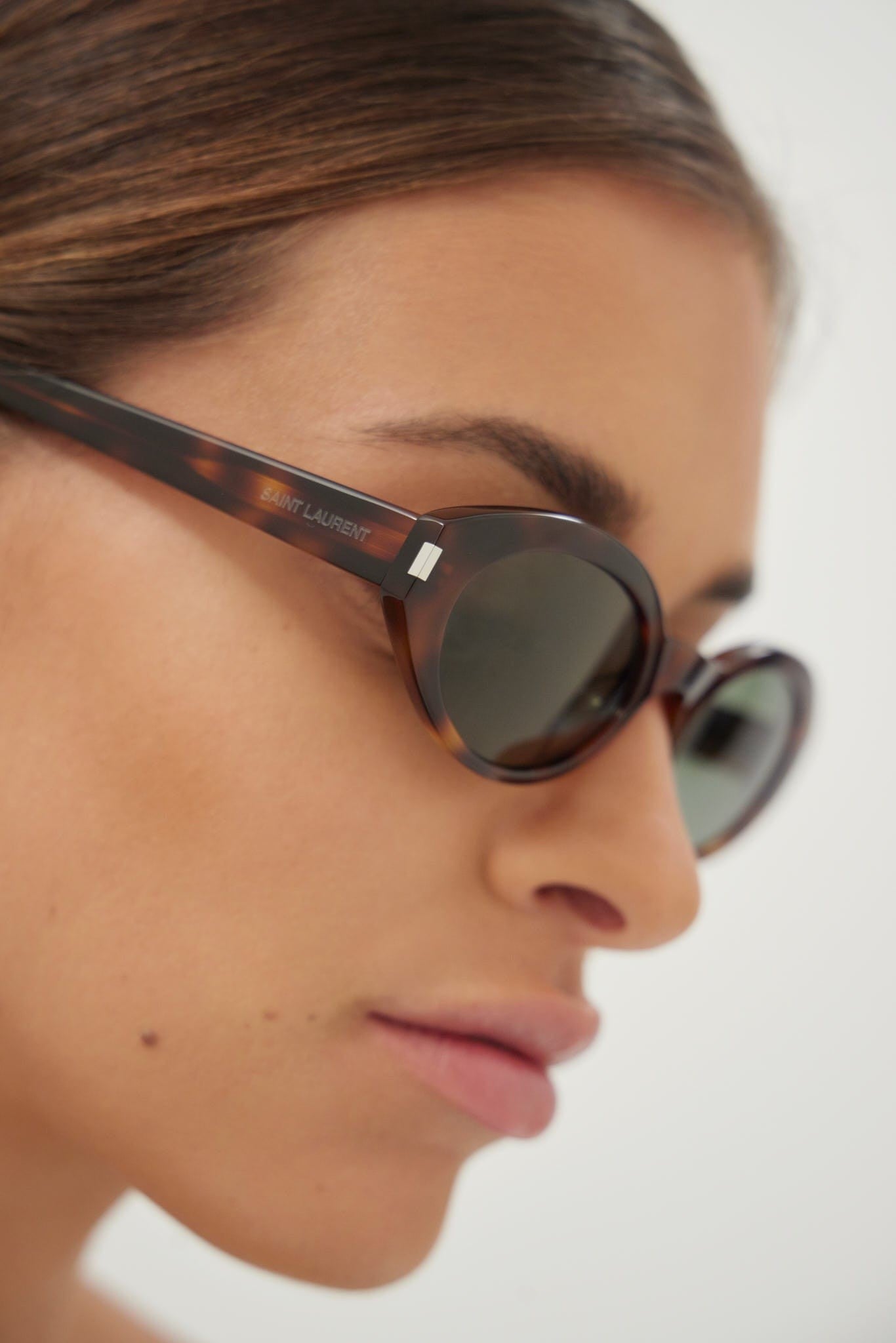 Saint Laurent oval micro havana sunglasses